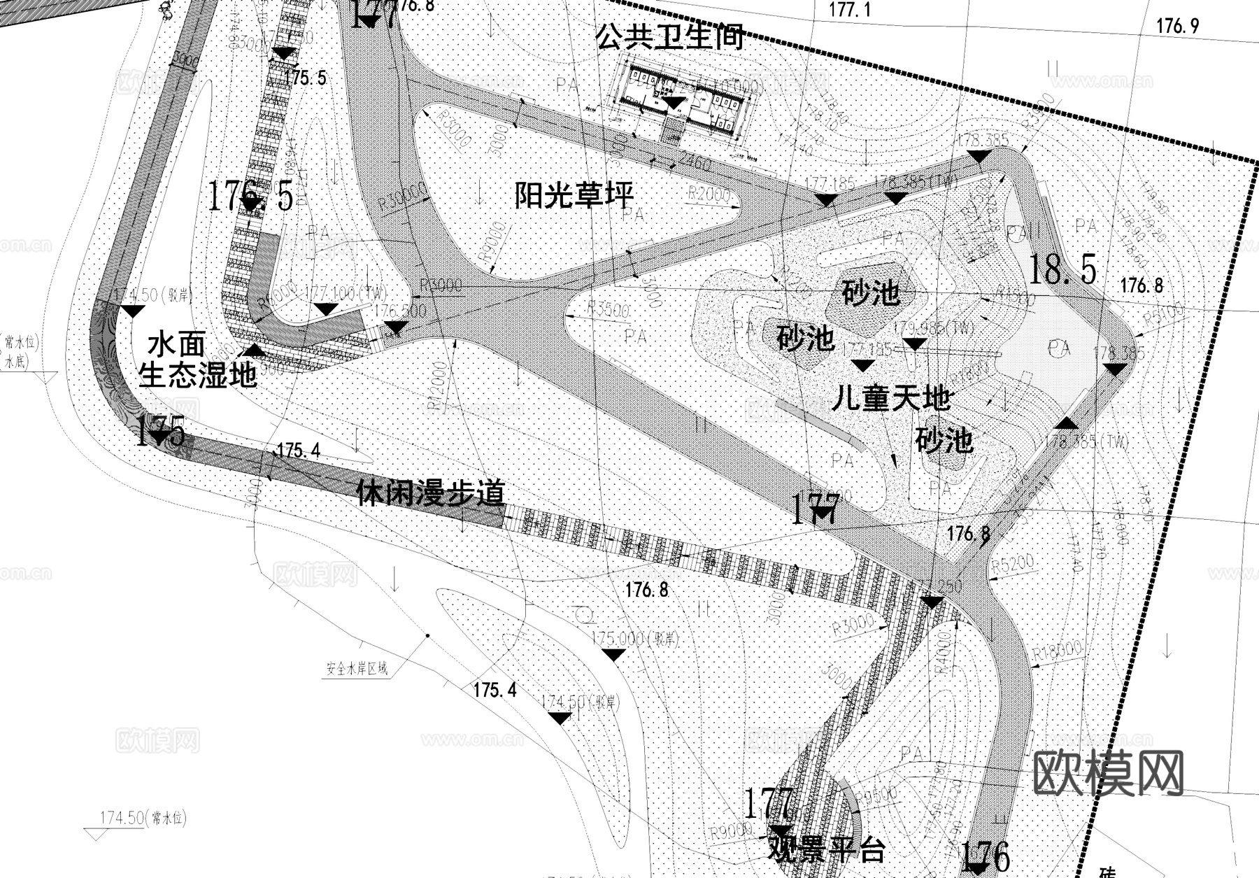 永州道县绍基公园景观平面CAD施工图cad施工图
