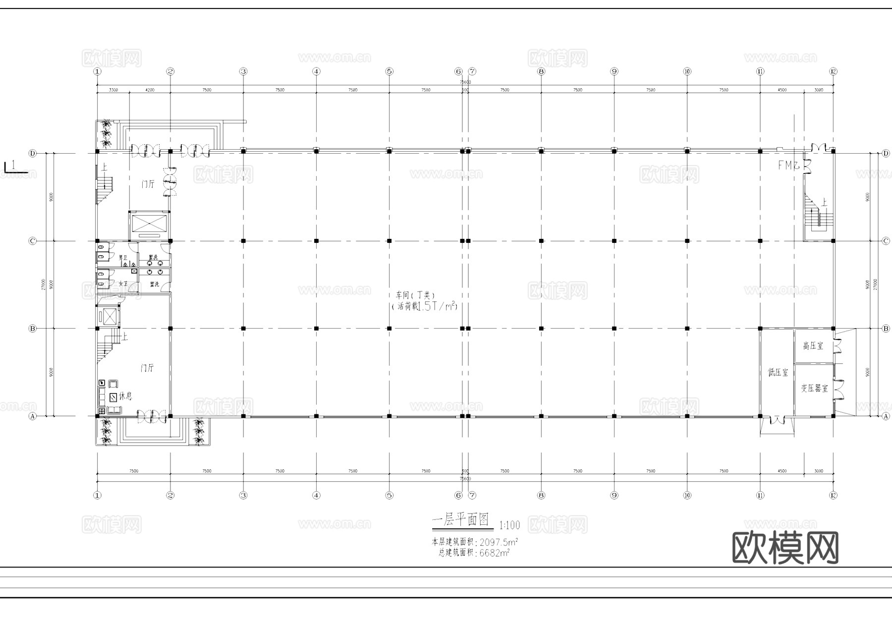 丁类车间厂房工业建筑CAD施工图cad施工图