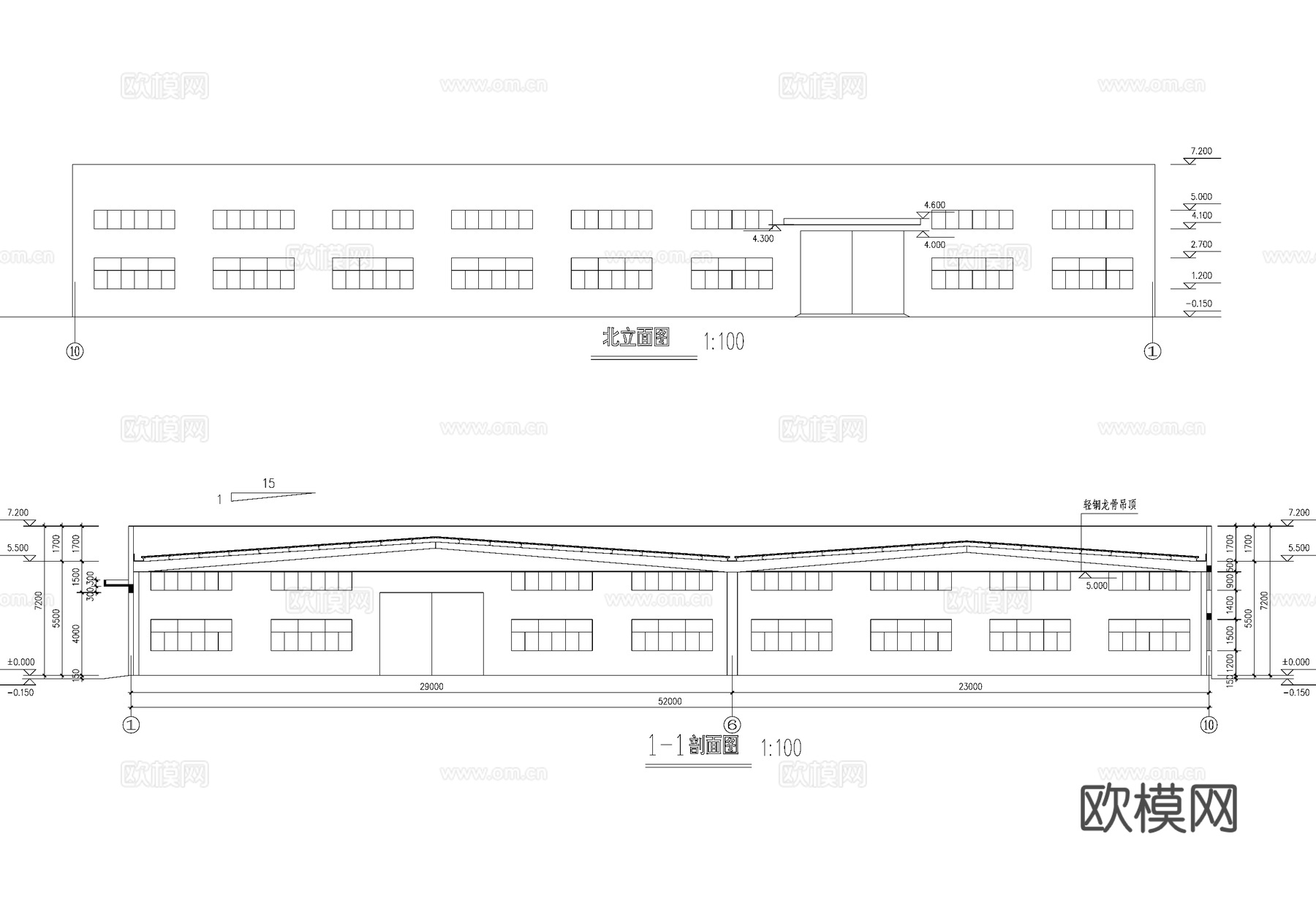 单层钢结构车间厂房工业建筑CAD施工图cad施工图