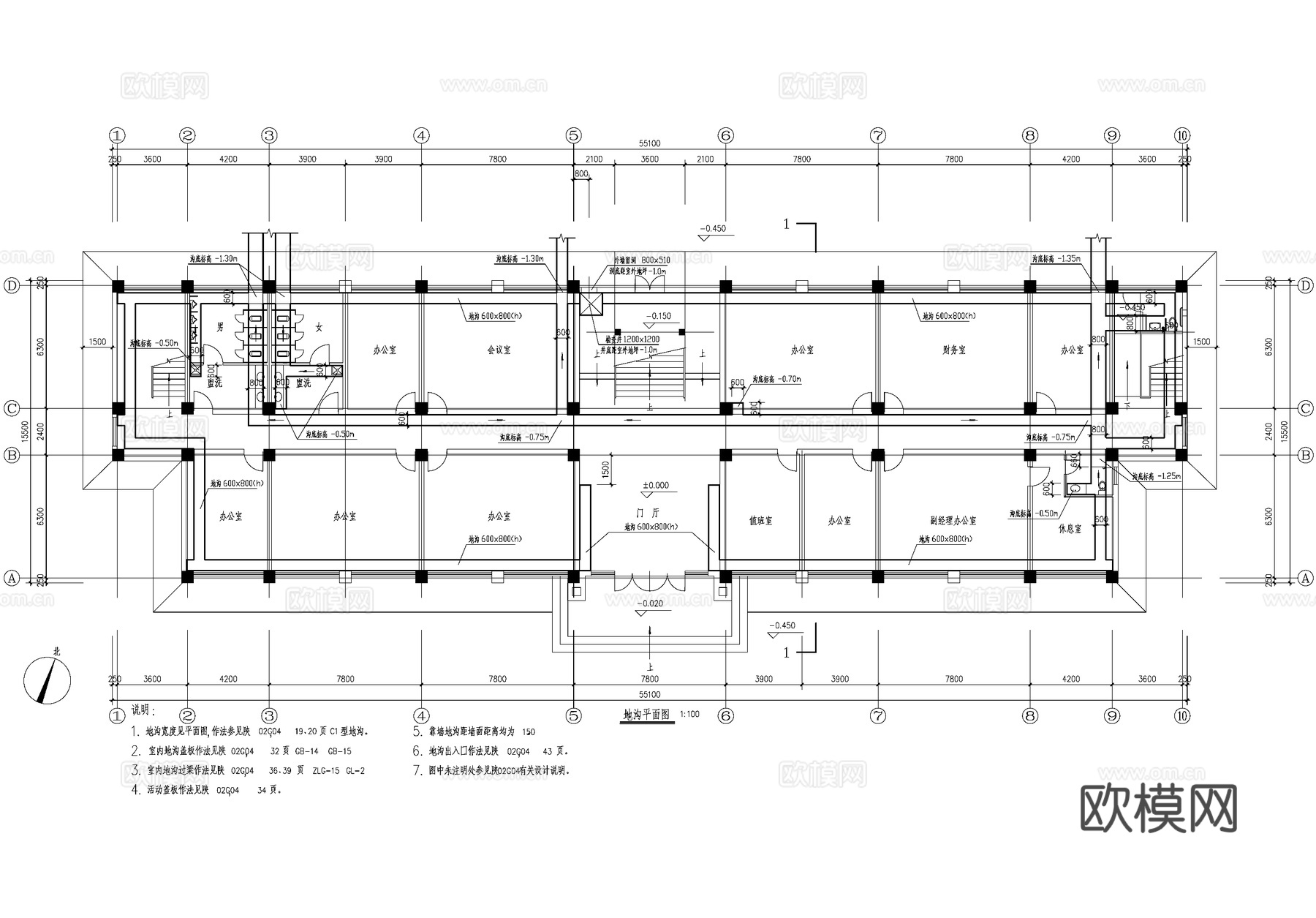 四层工厂综合楼办公楼建筑cad施工图