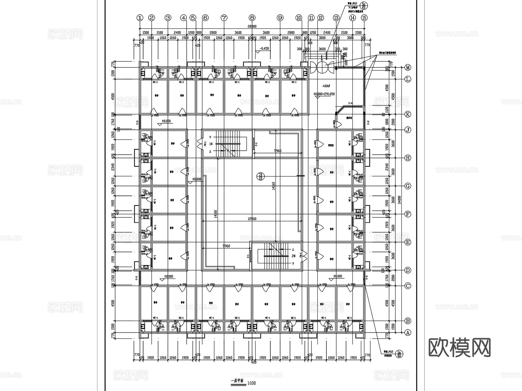 医院家属区教室公寓食堂招聘楼建筑CAD施工图集cad施工图