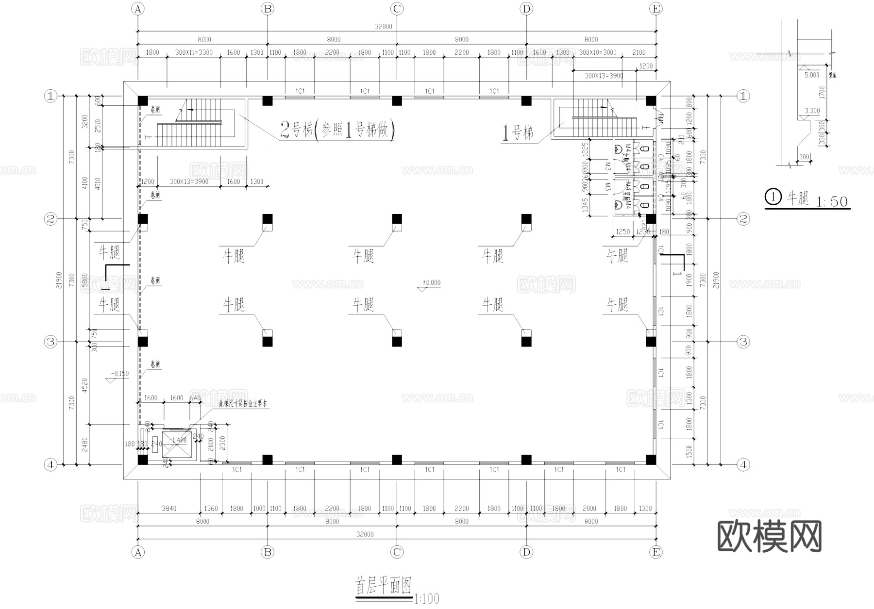 多层厂房工业建筑CAD施工图cad施工图
