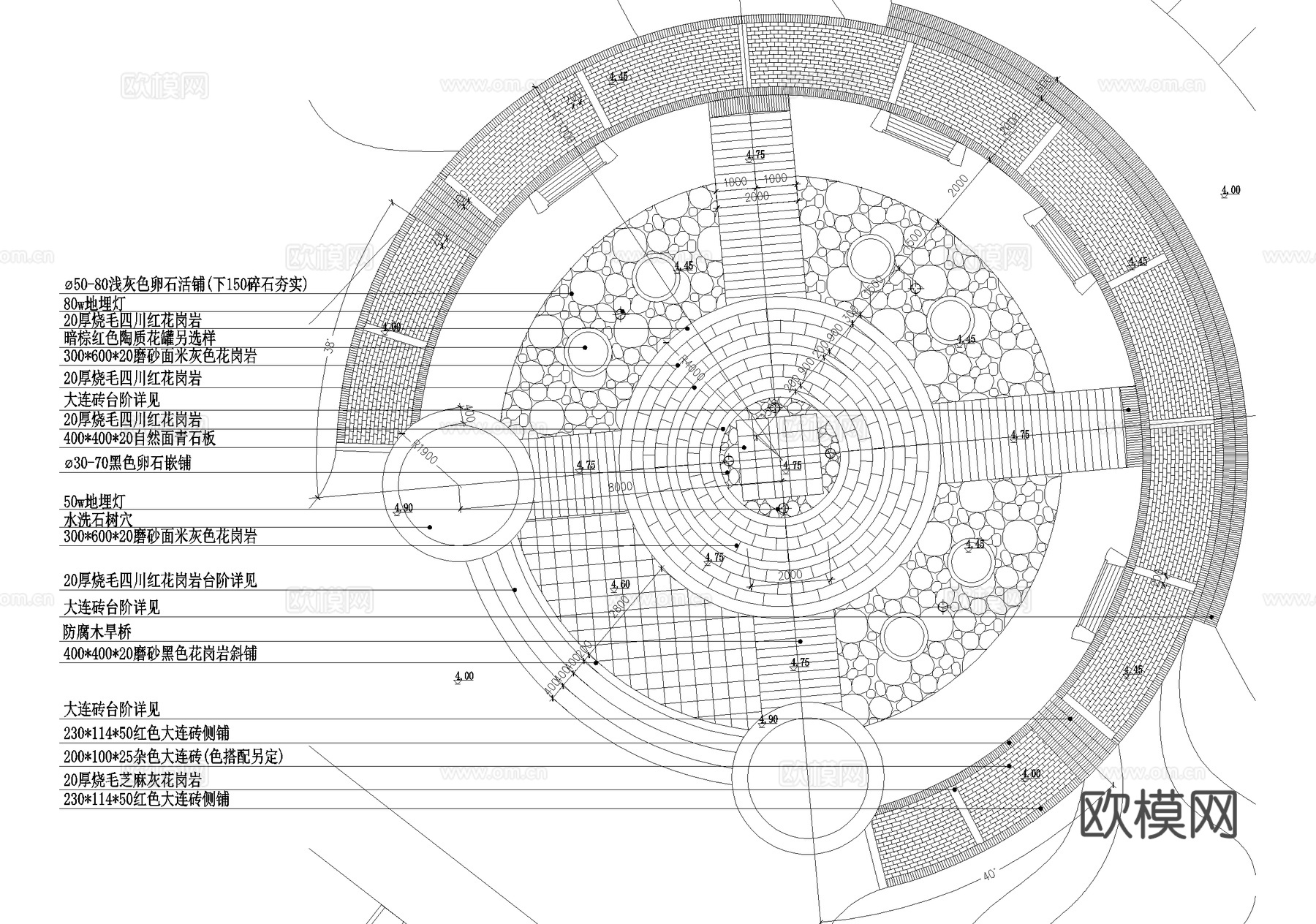 小广场 景观铺装平面图cad施工图