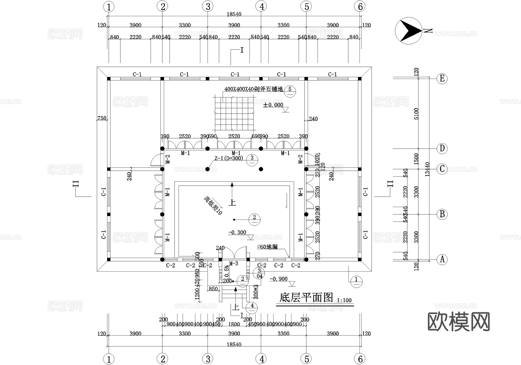 仿古建筑 三合院cad施工图