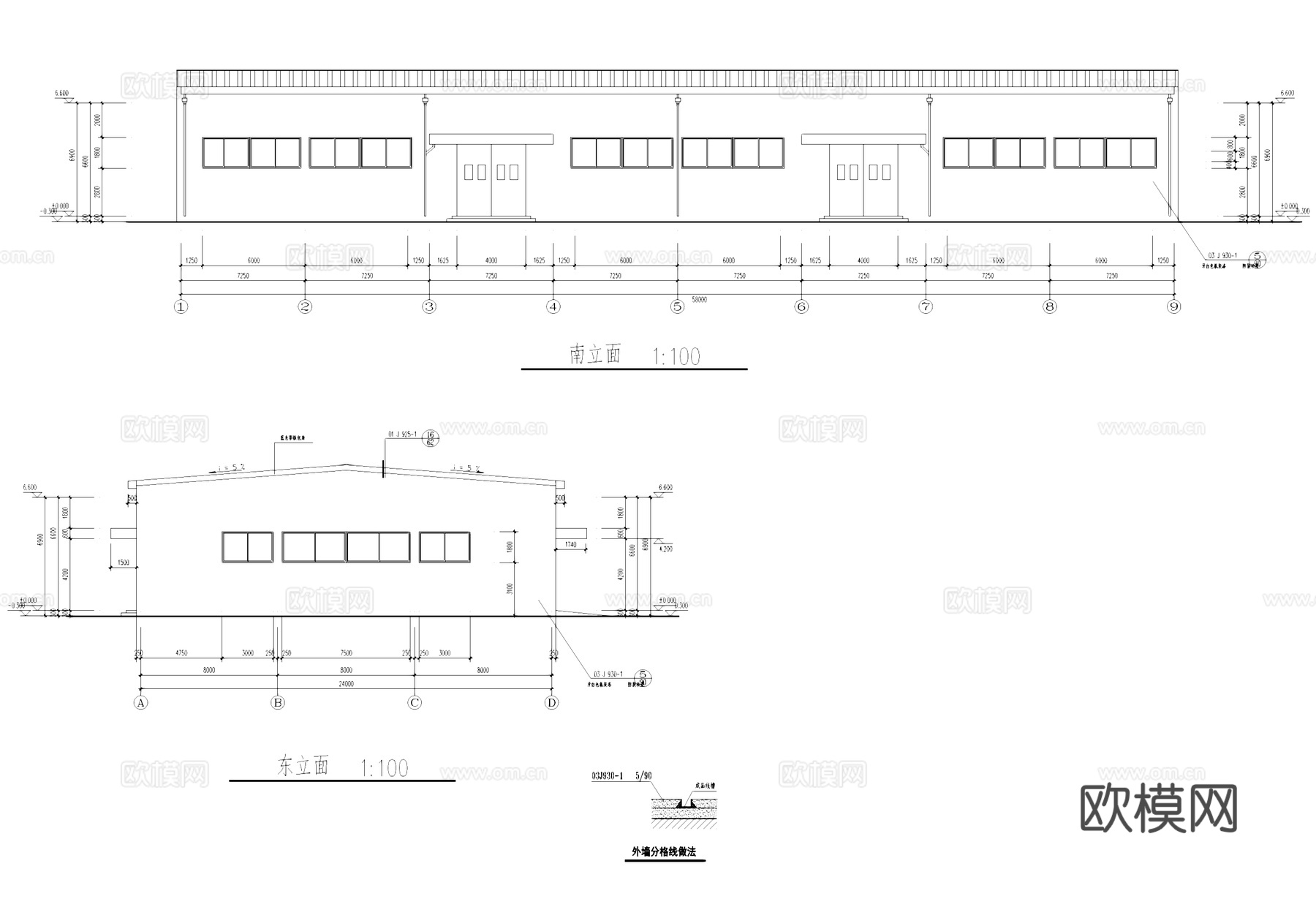 单层车间厂房工业建筑CAD施工图cad施工图cad施工图