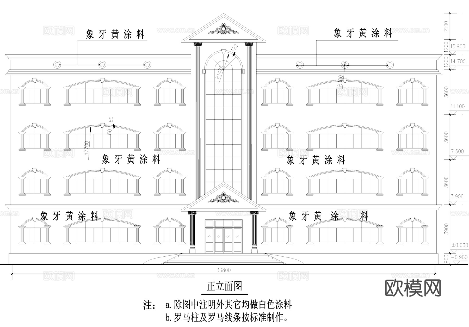 欧式多层办公楼建筑CAD施工图cad施工图