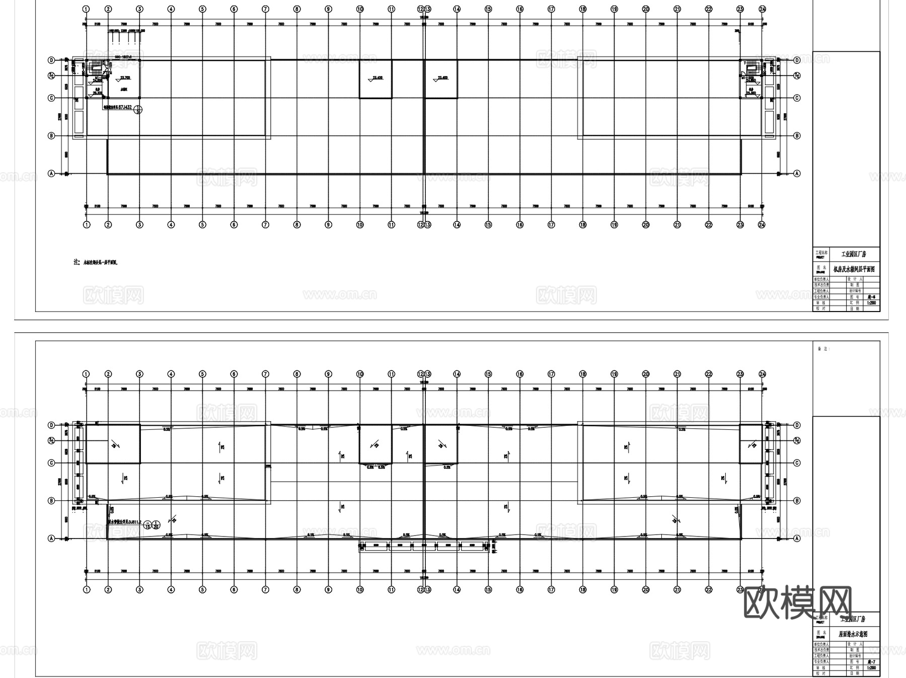 五层框架厂房工业建筑CAD施工图cad施工图