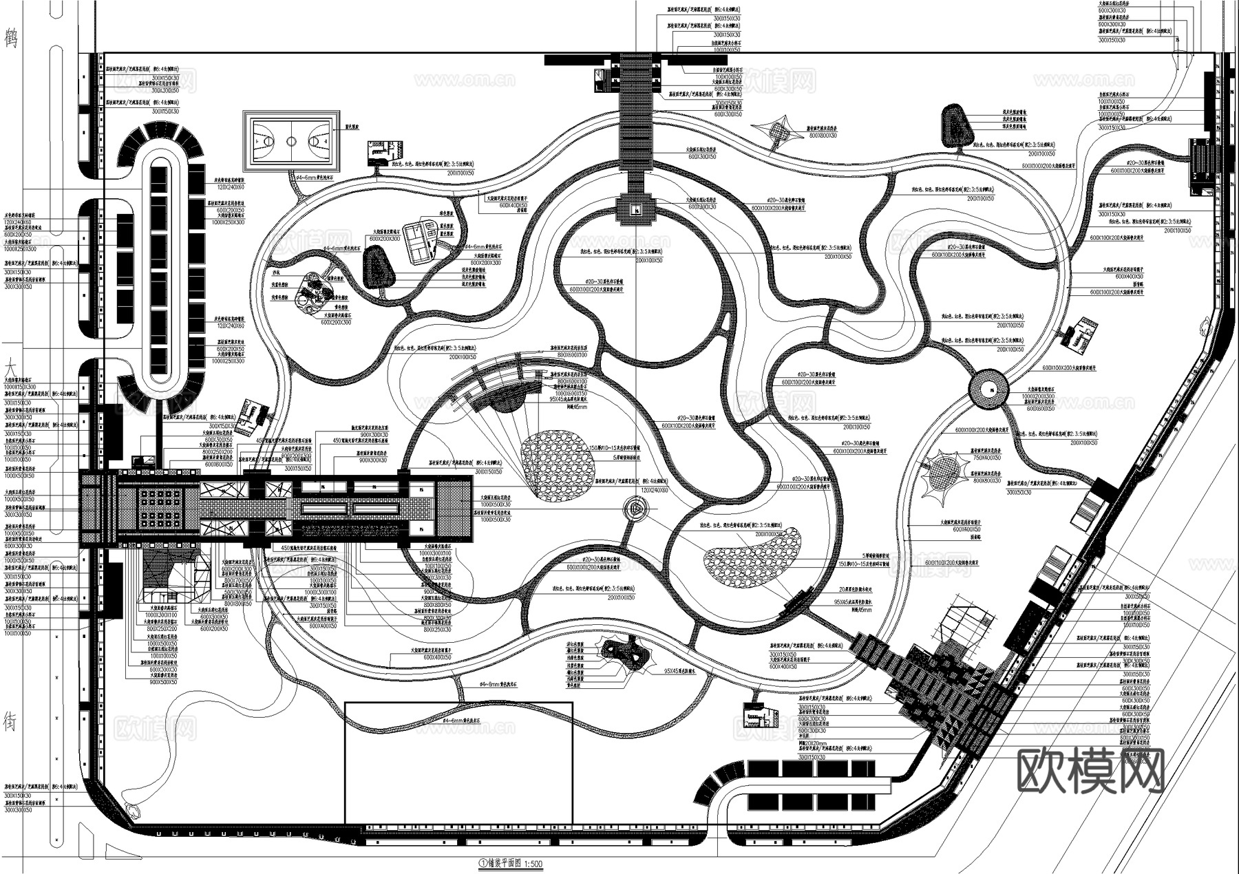滨水公园 规划景观总平面图cad施工图