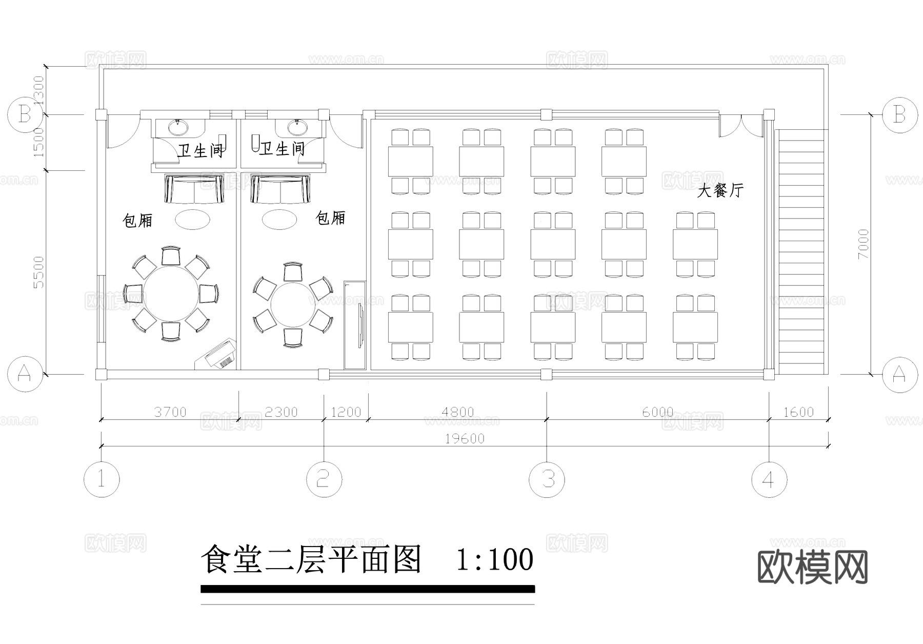 小型食堂餐厅建筑CAD施工图集cad施工图