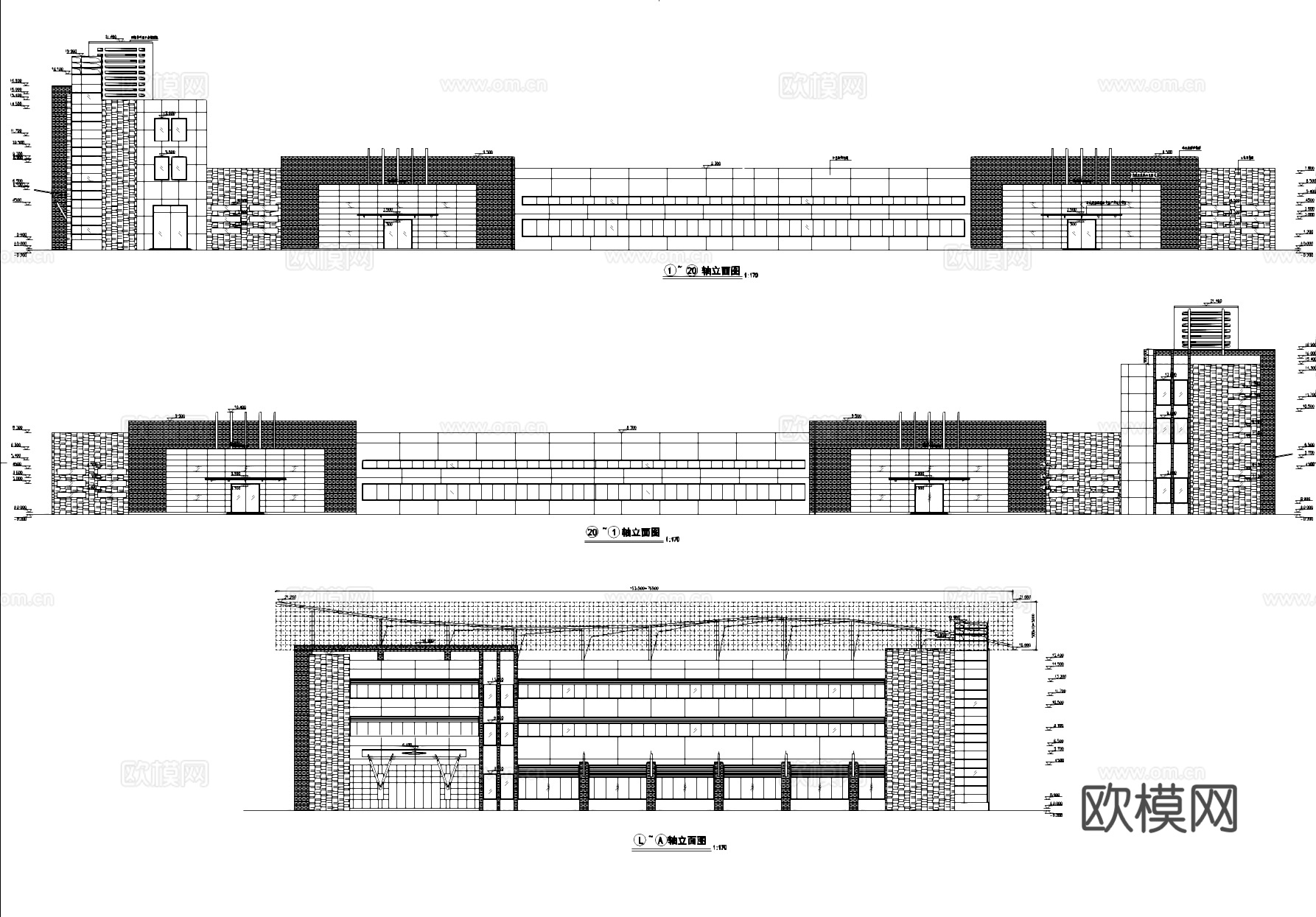 三层排架车间框架办公楼工业建筑CAD施工图cad施工图