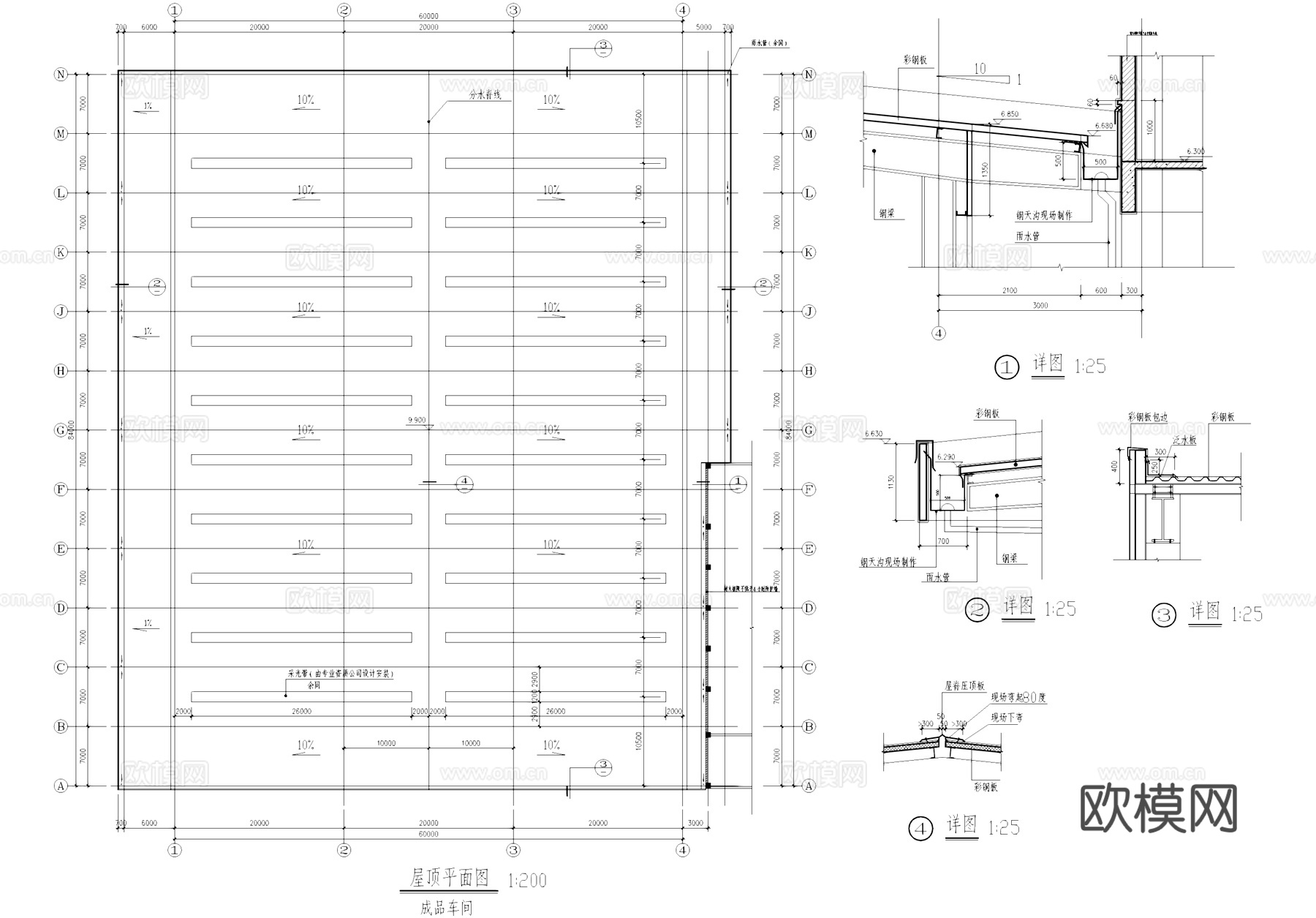成品饲料厂房车间工业建筑CAD施工图cad施工图
