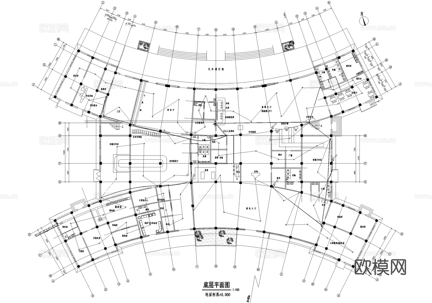 航站楼消防平面图 烟感报警系统图cad施工图cad施工图