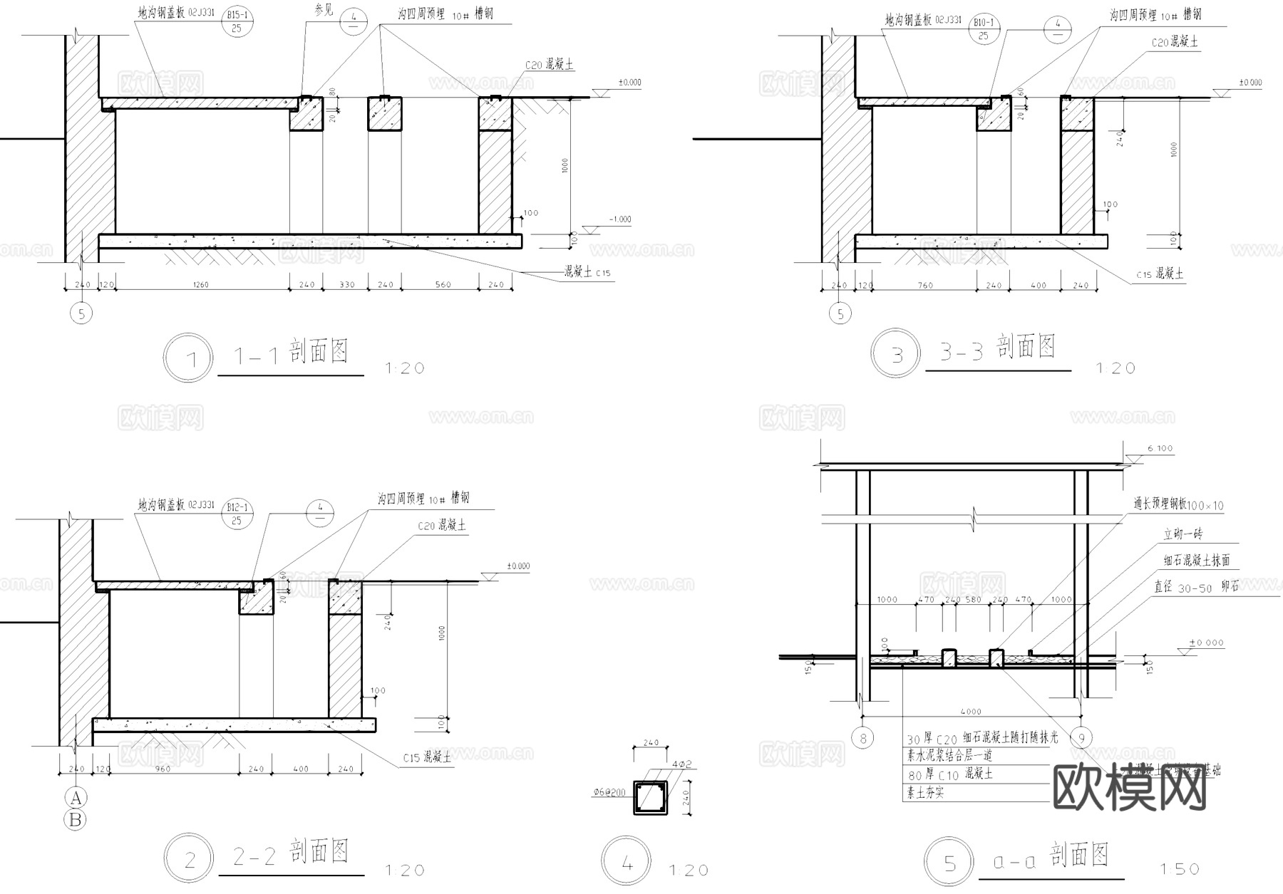 单层机修车间厂房工业建筑CAD施工图cad施工图