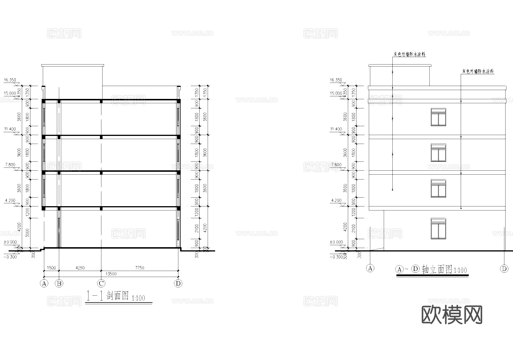 嘉越针织厂车间厂房工业建筑CAD施工图cad施工图