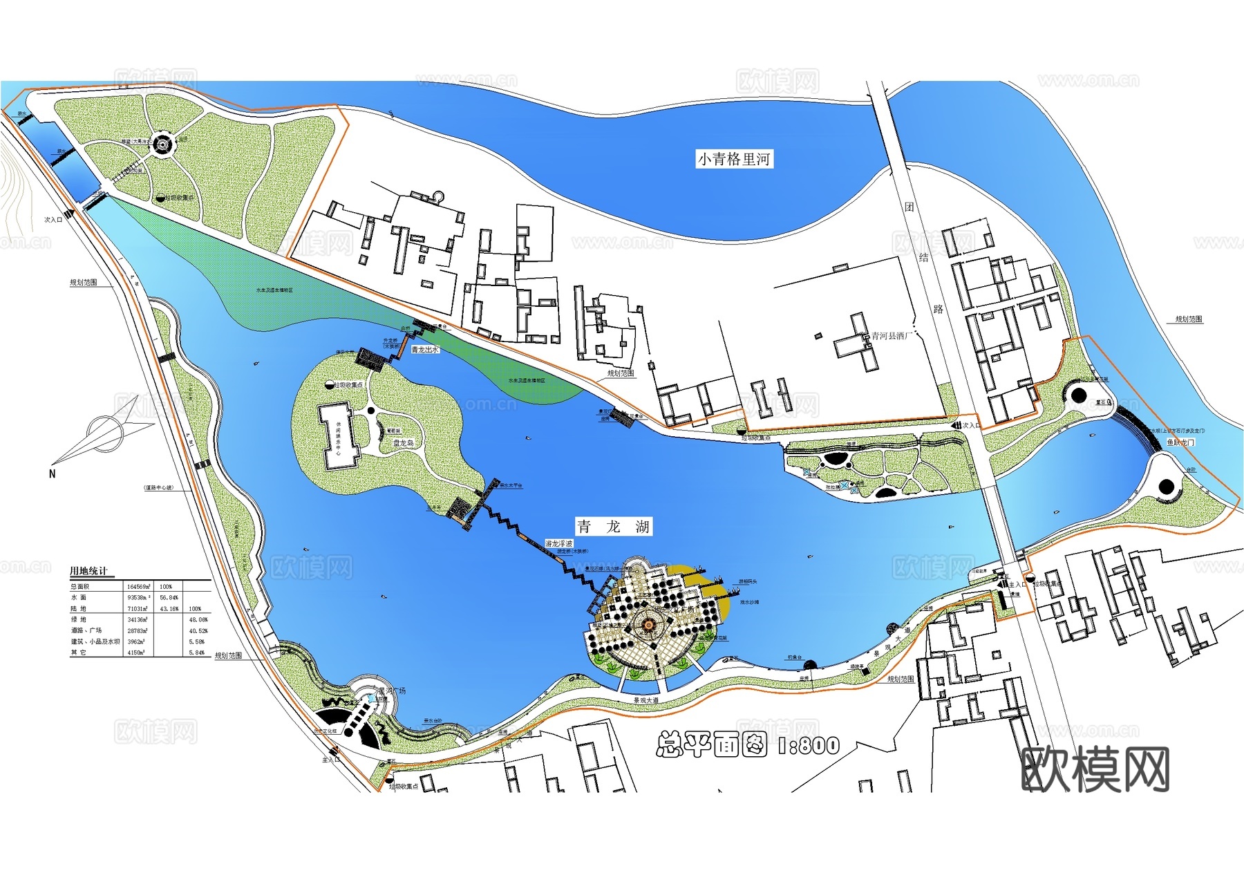 滨水公园景观规划平面图 湿地公园湖泊水域区文化展示区cad施工图