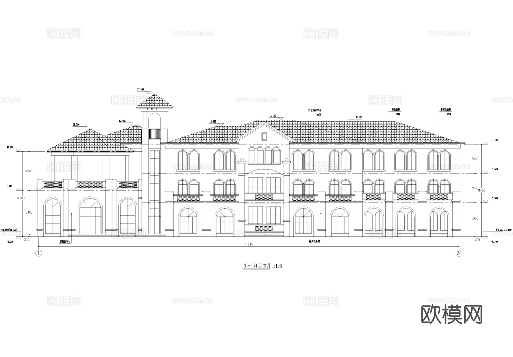 星河国际住宅小区欧式幼儿园建筑CAD施工图整套cad施工图