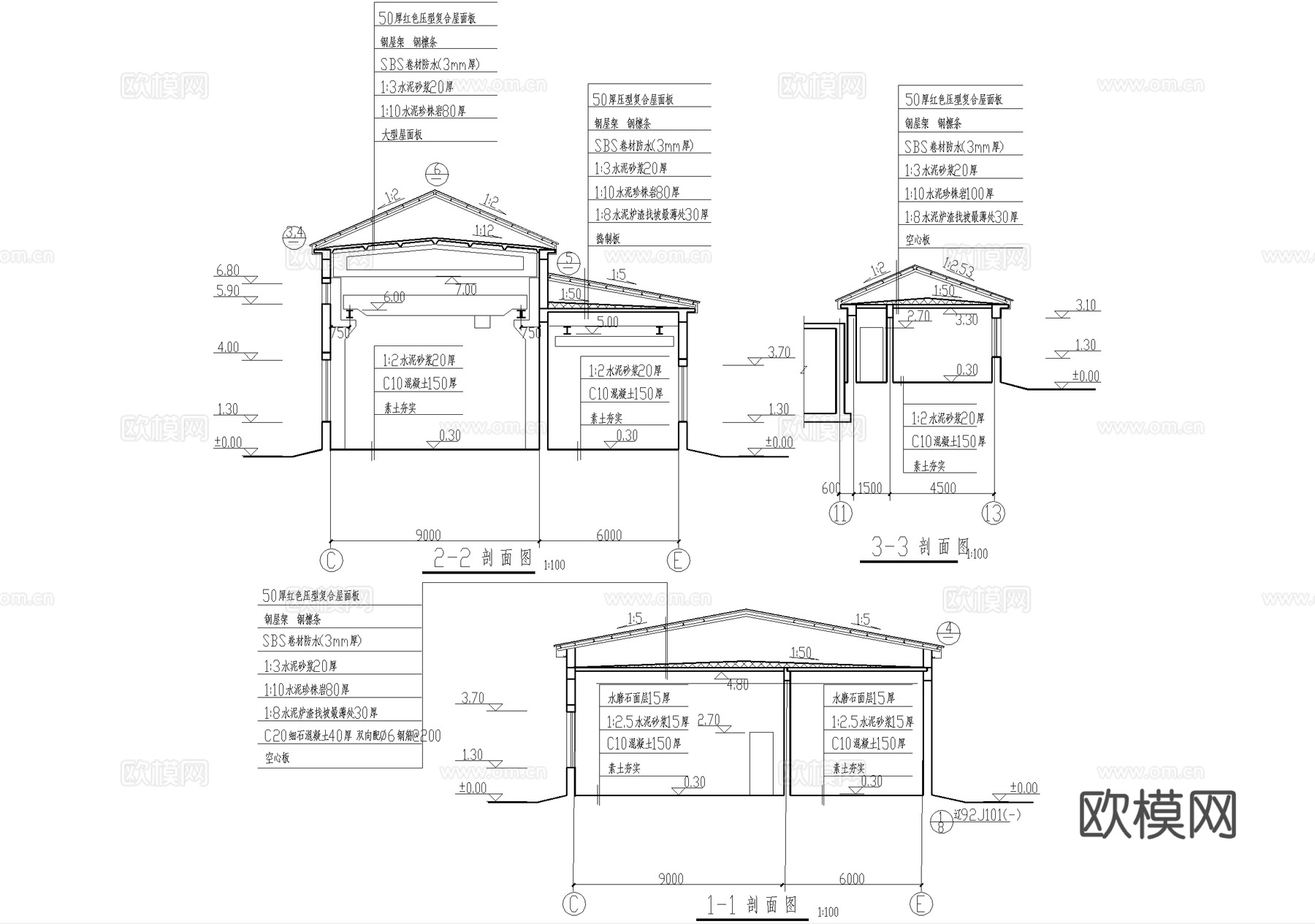 浊环水泵房浓缩池煤气清洗循环泵站厂房工业建筑cad施工图