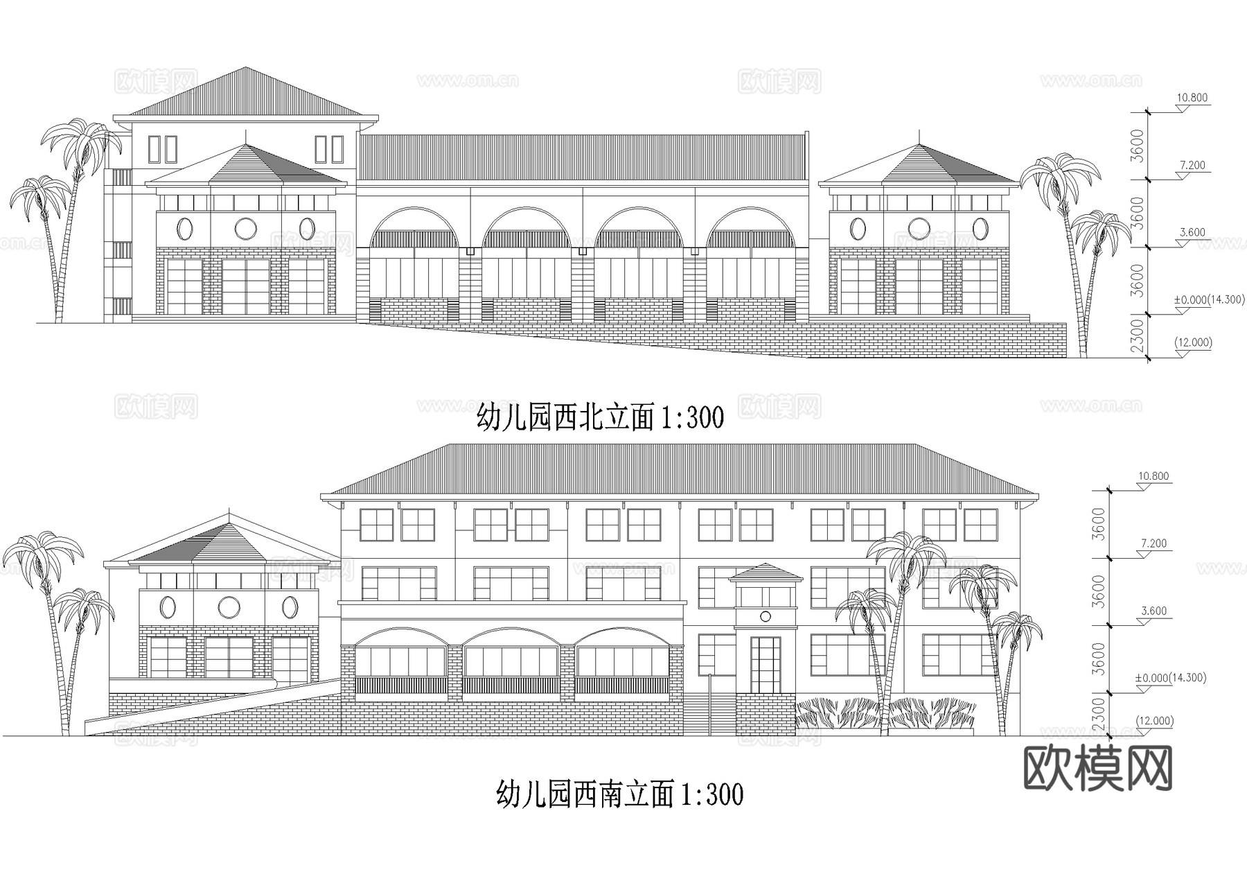 幼儿园建筑 三层托儿所cad施工图