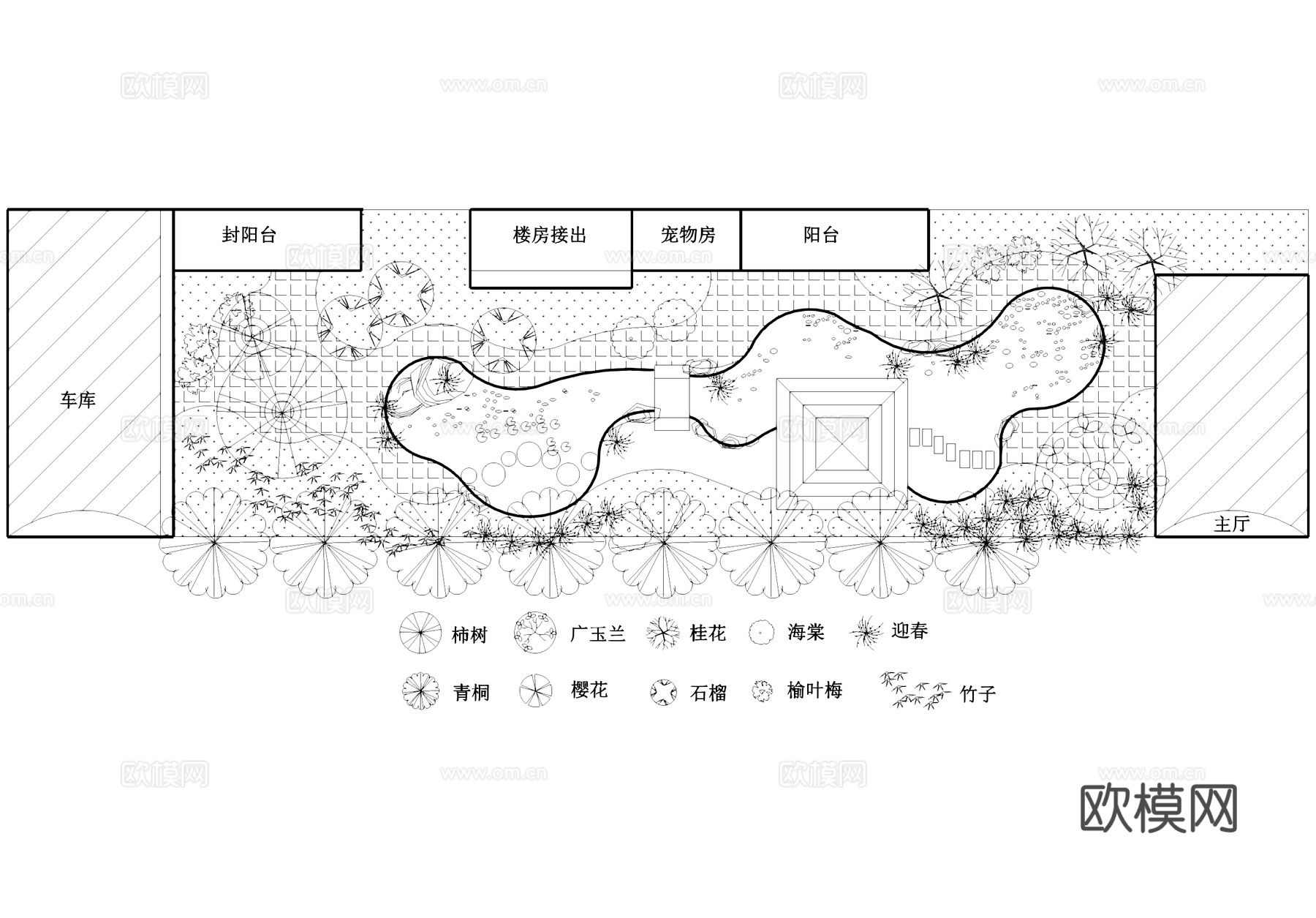 庭院 植物绿化种植平面图cad施工图