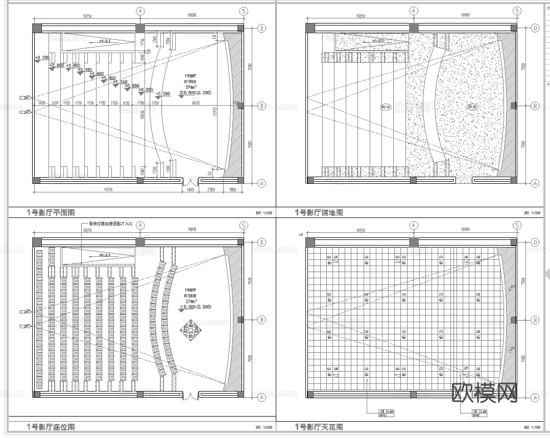 电影院 最新全套施工图设计cad施工图