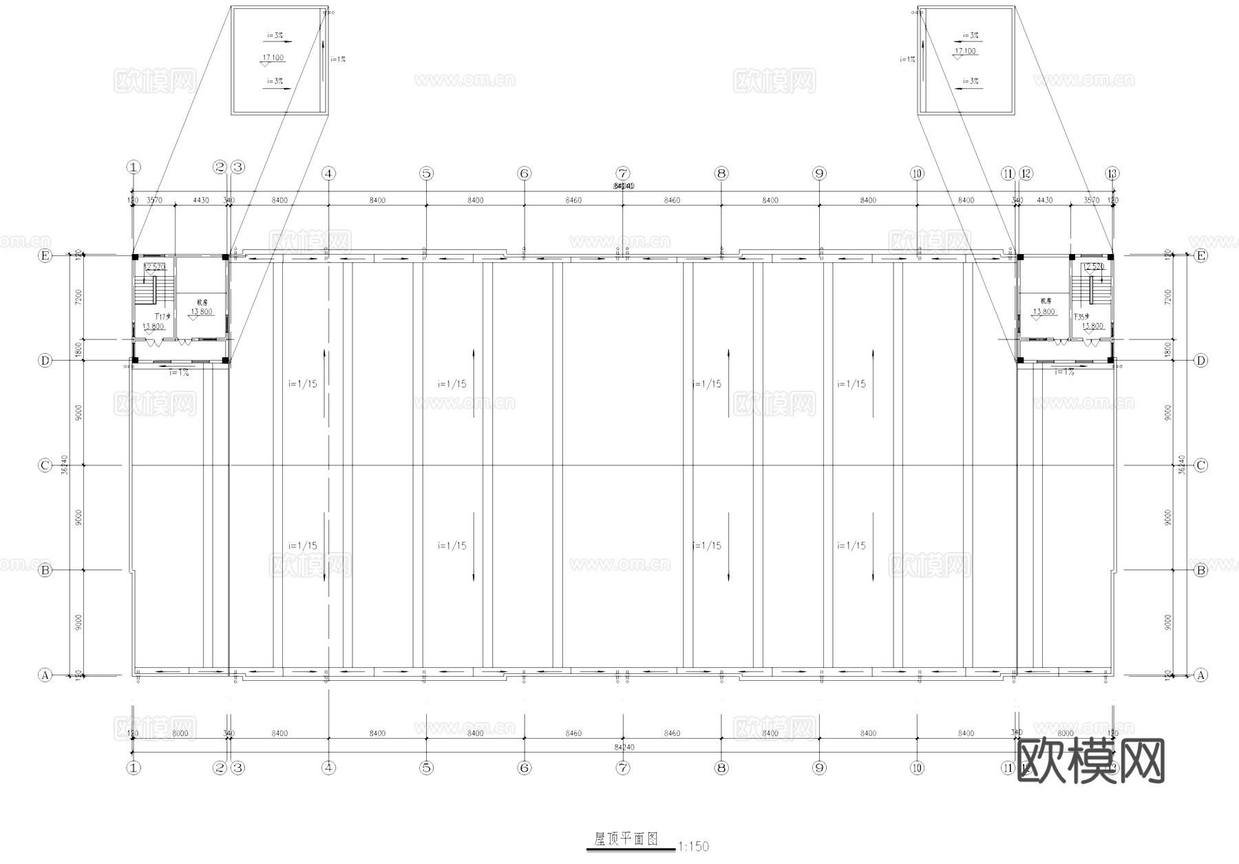 工业车间厂房建筑CAD施工图集cad施工图