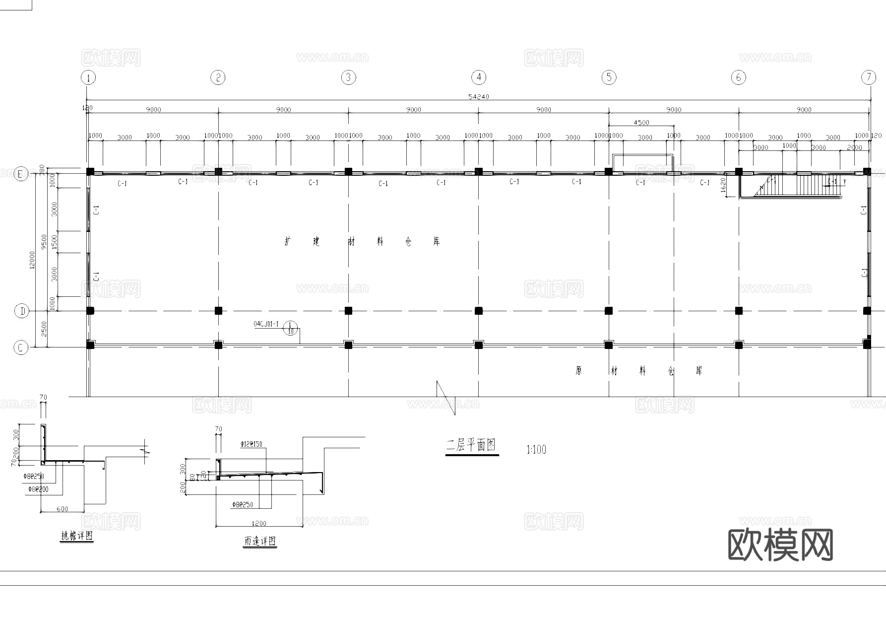 材料仓库工业建筑CAD施工图cad施工图