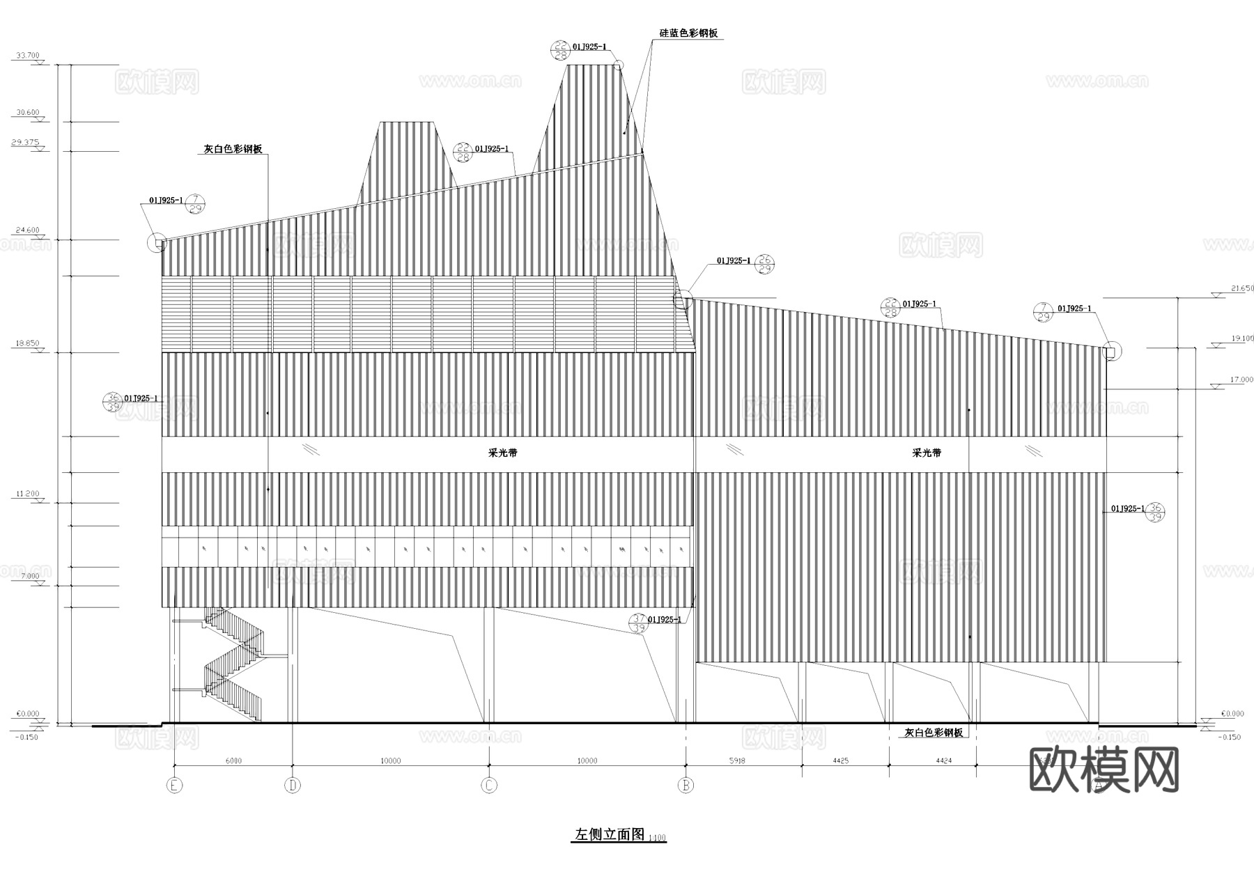 大型工厂厂房工业建筑CAD施工图cad施工图