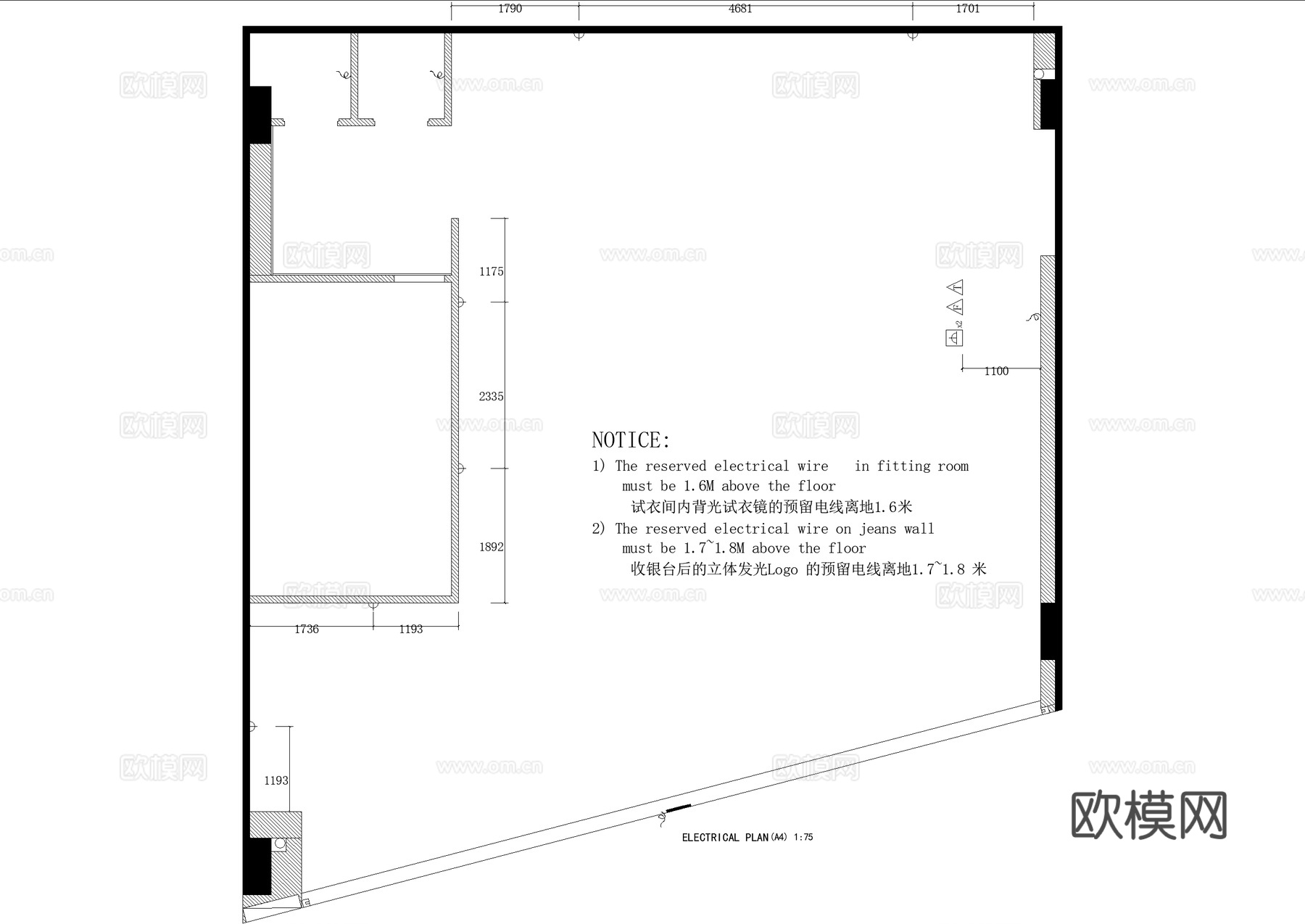 服装店 商场服饰店 专卖店cad施工图