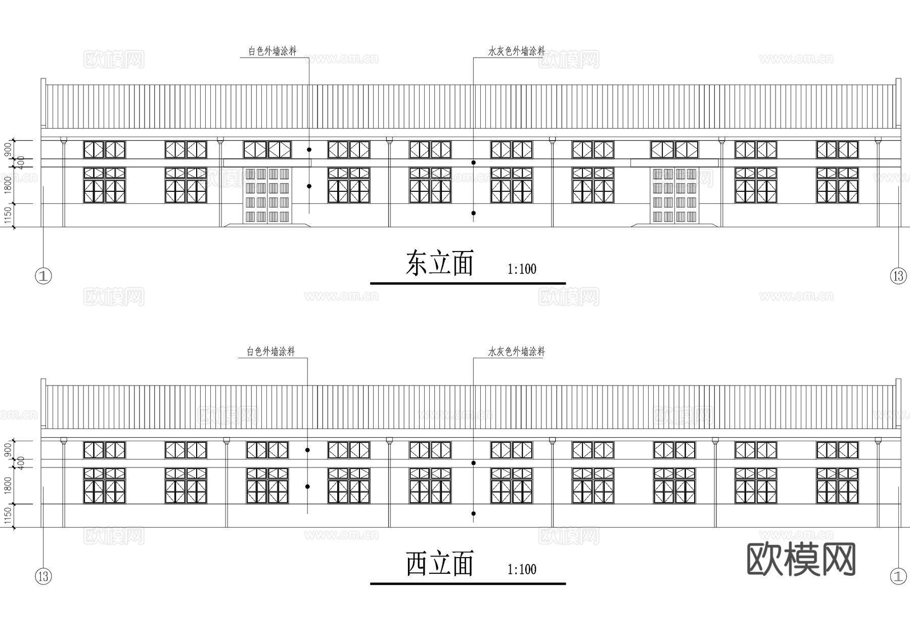 单层车间厂房工业建筑CAD施工图cad施工图