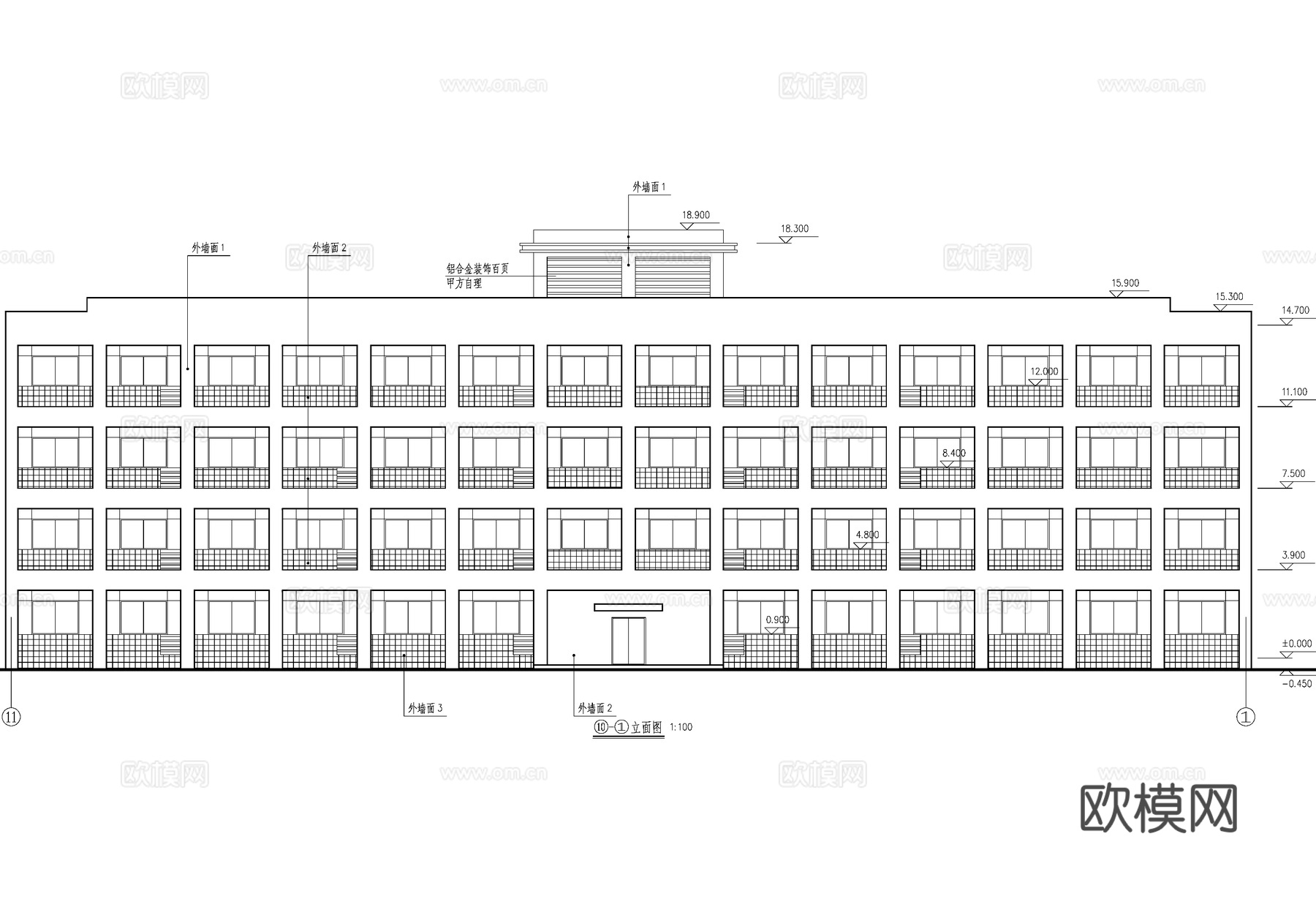 四层工厂综合楼办公楼建筑cad施工图