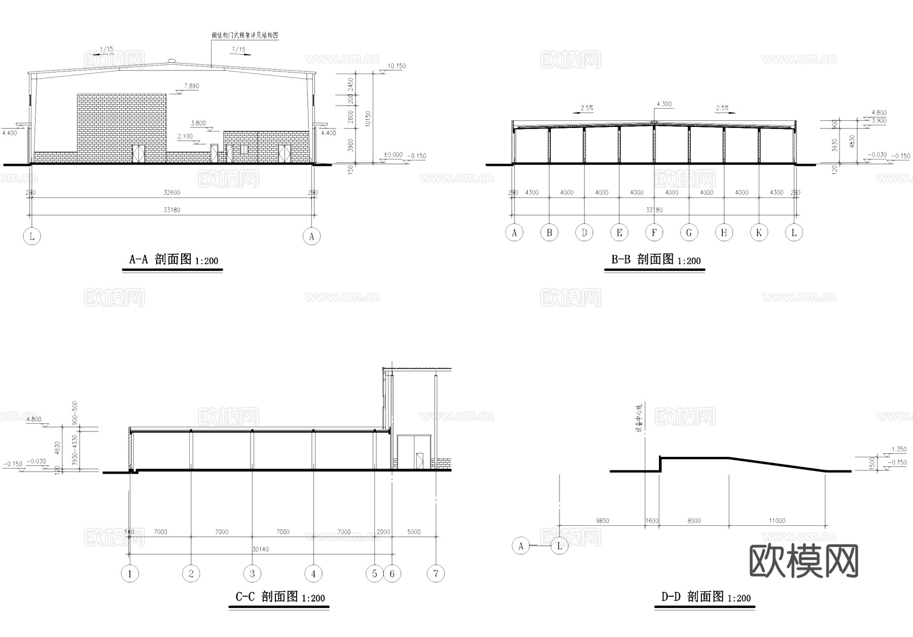 工业车间配电间建筑规划CAD施工图集cad施工图
