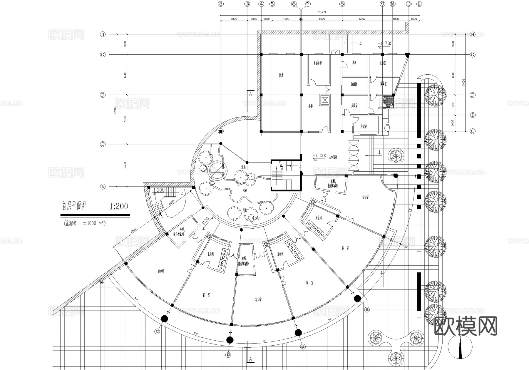幼儿园建筑 四层托儿所cad施工图