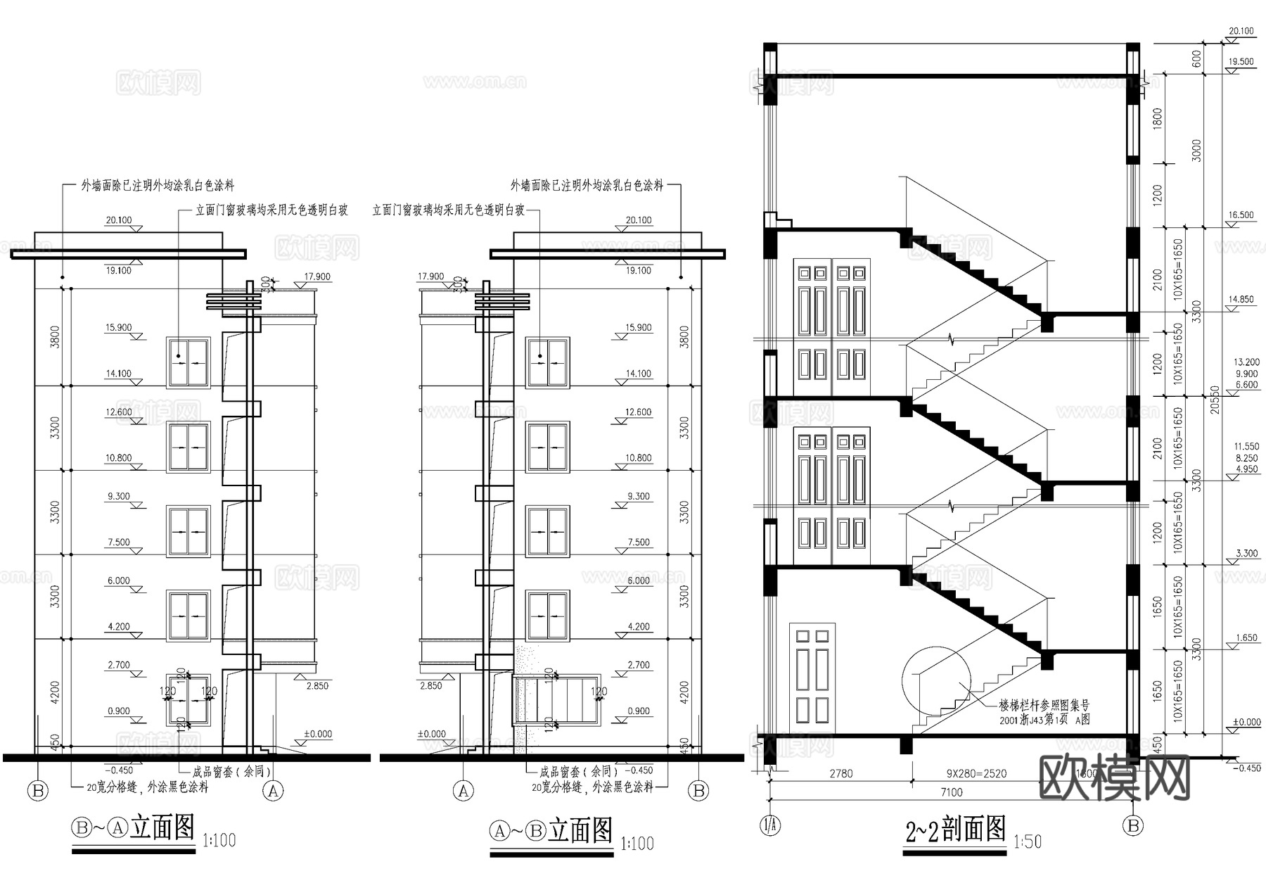 五层车间厂房工业建筑CAD施工图cad施工图