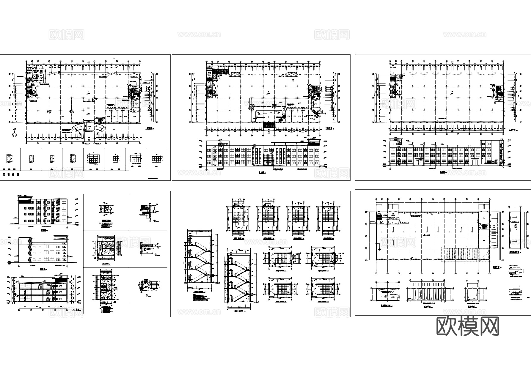 四层工厂车间厂房工业建筑CAD施工图cad施工图