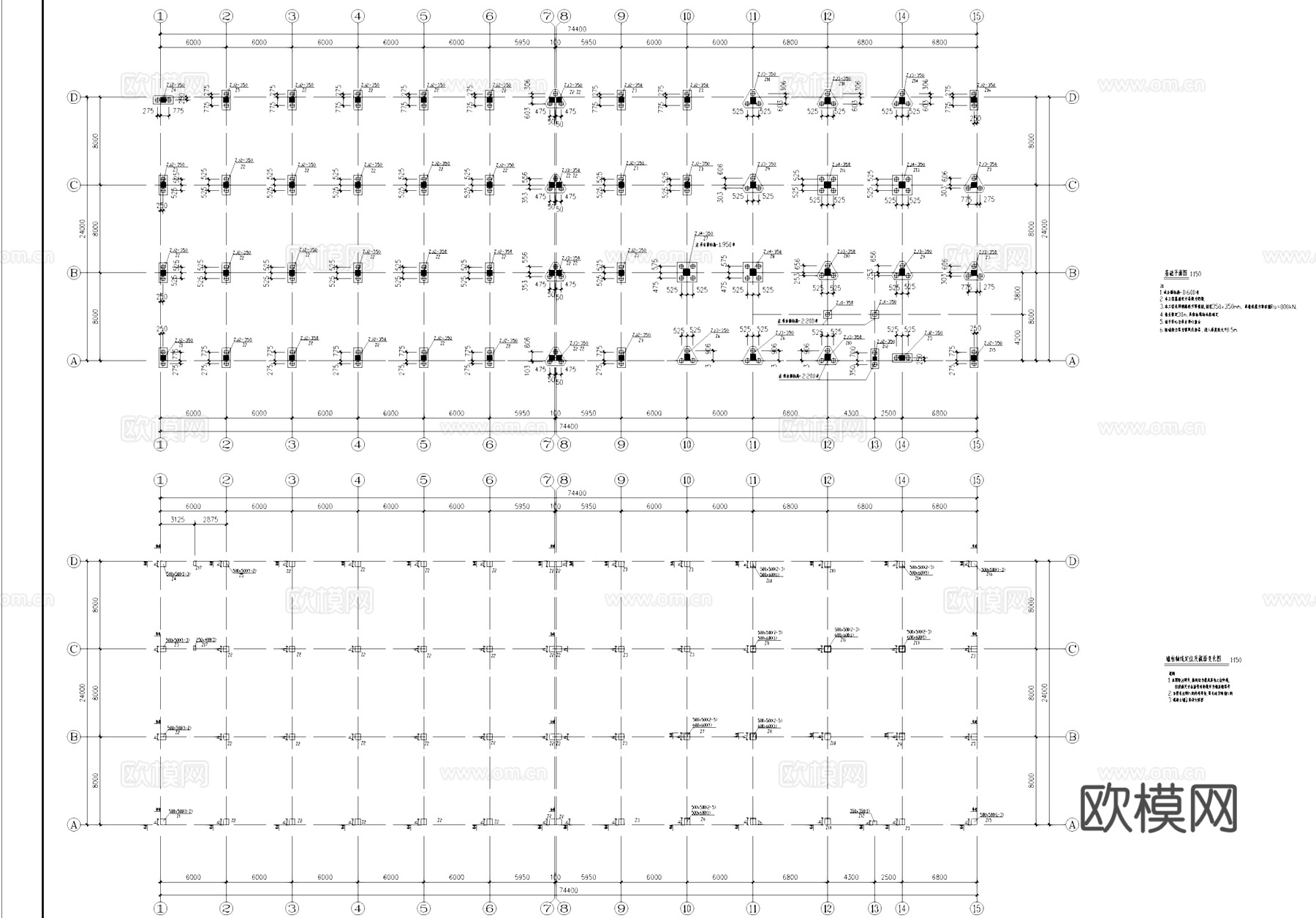 厂房工业建筑及结构CAD施工图cad施工图