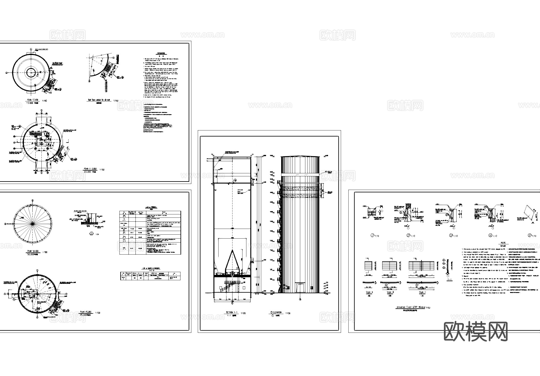 水泥生产粉煤灰储存工业建筑CAD施工图cad施工图