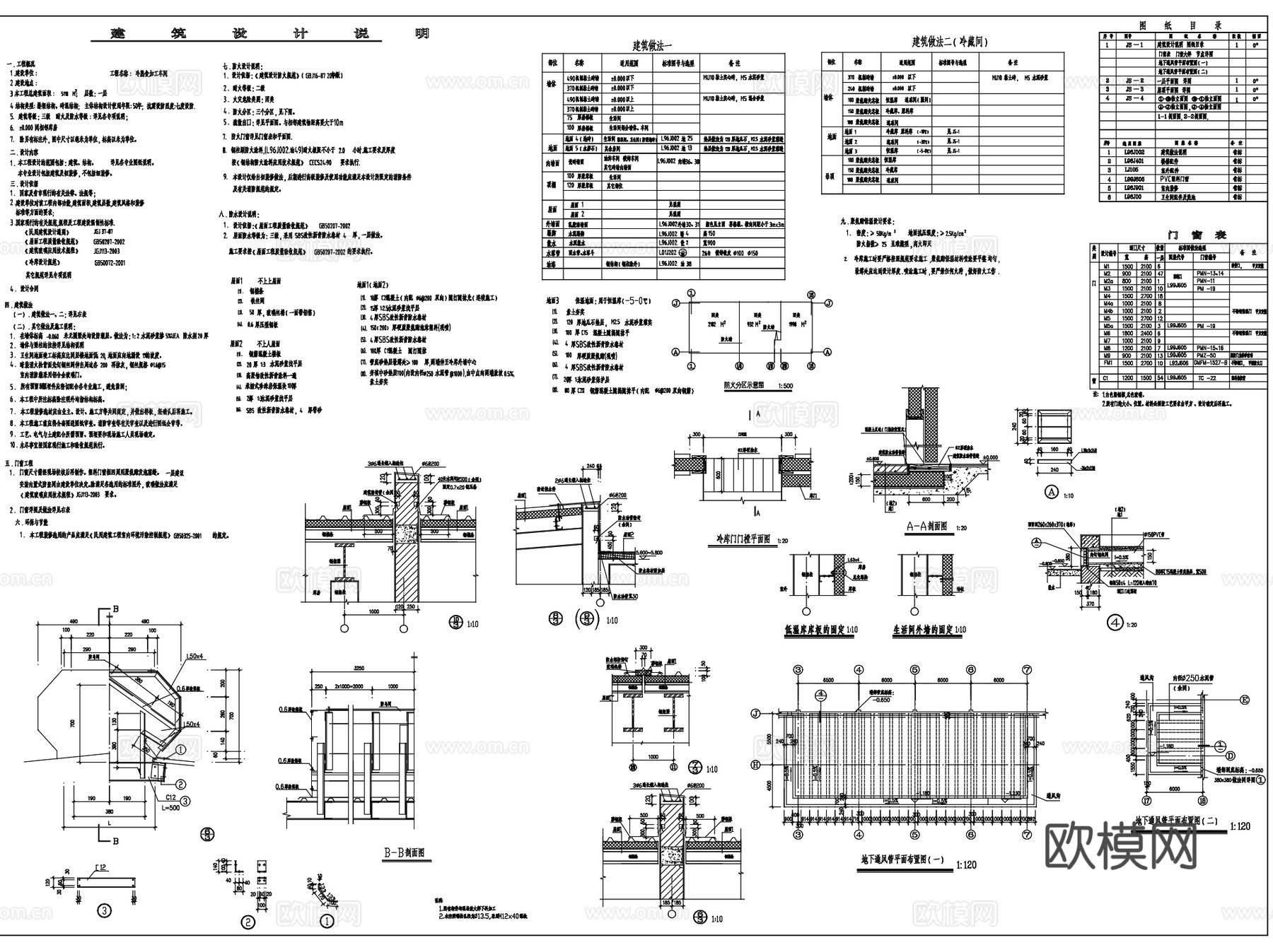 冷熟食加工车间工业建筑CAD施工图cad施工图
