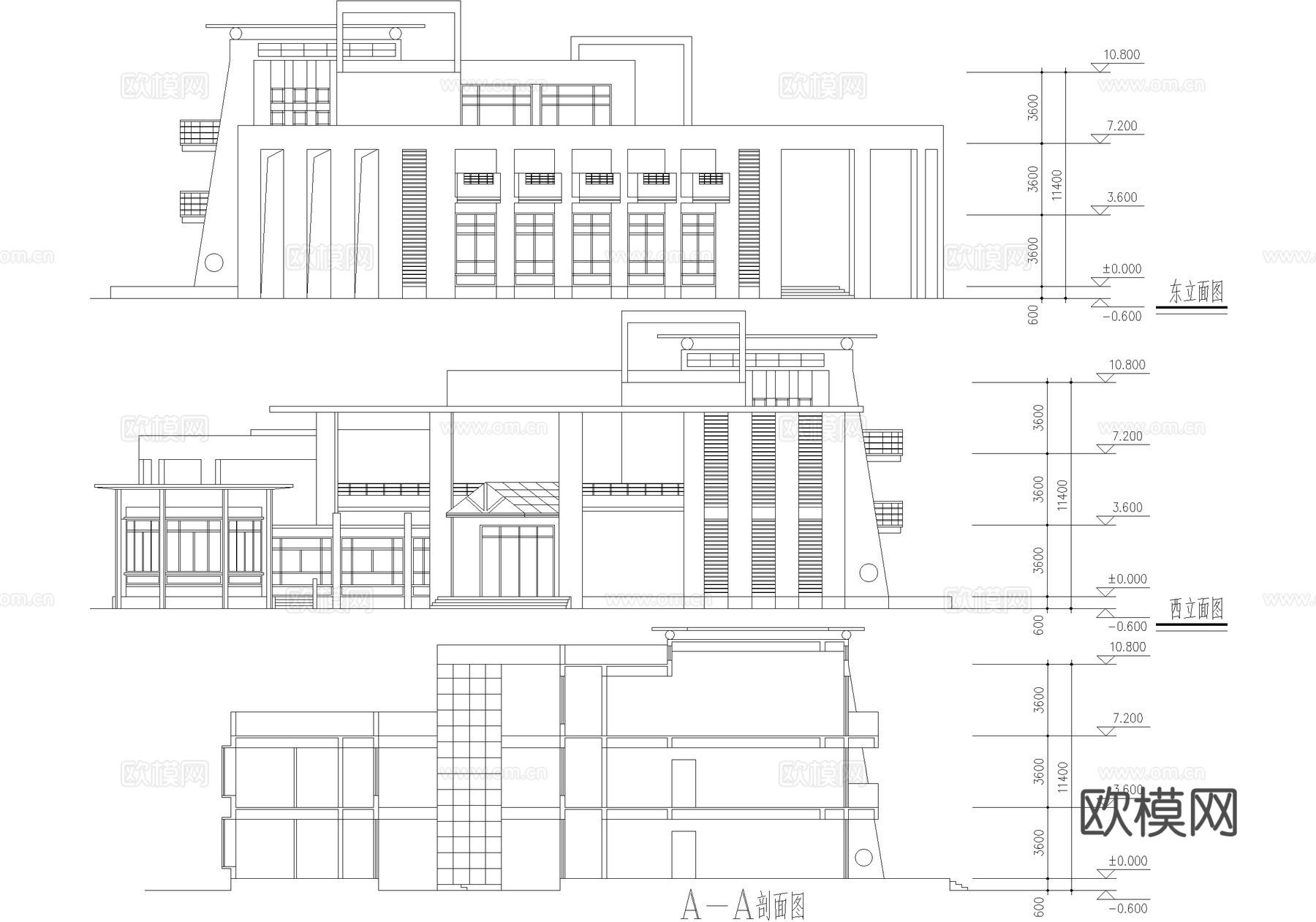 三层幼儿园托儿所建筑cad施工图