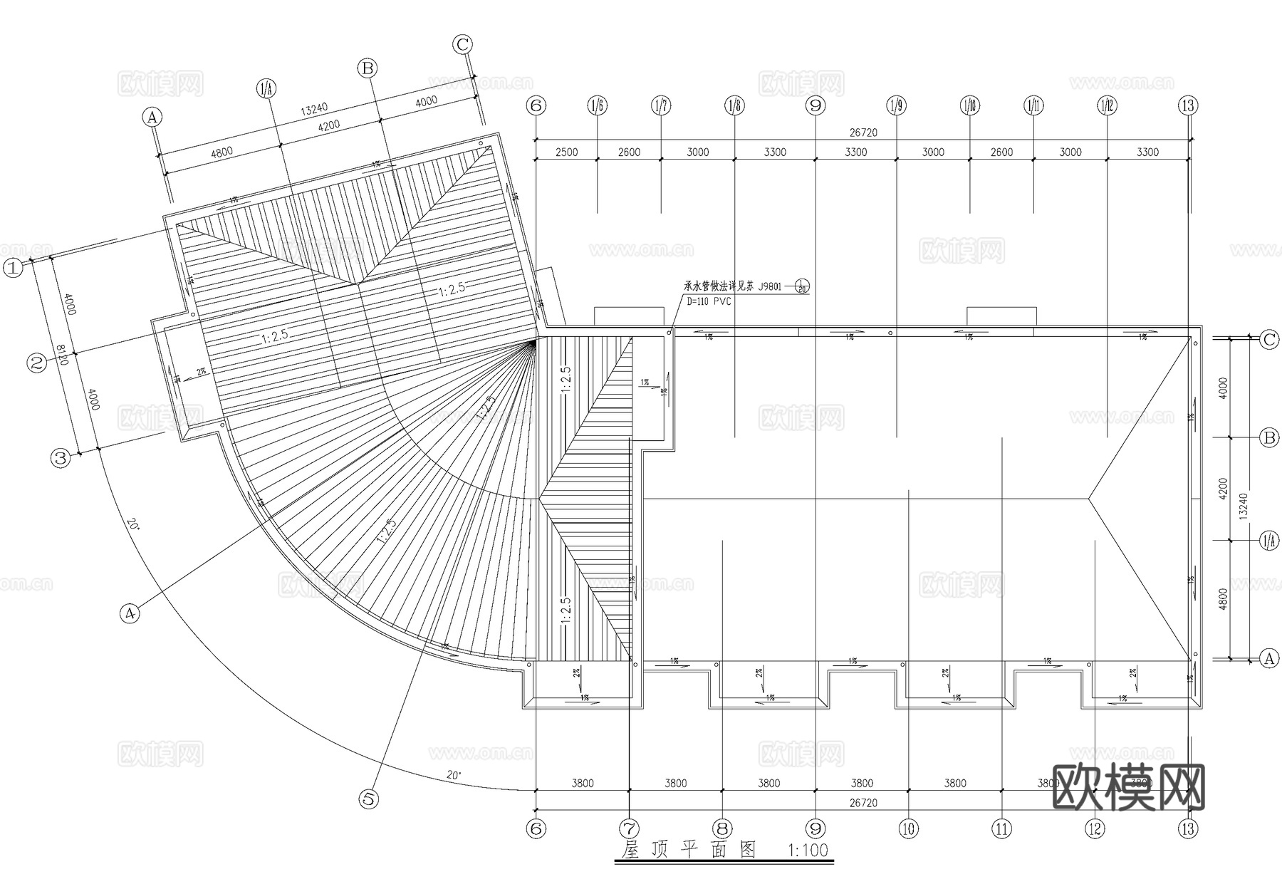 欧式四层商住综合楼建筑cad施工图