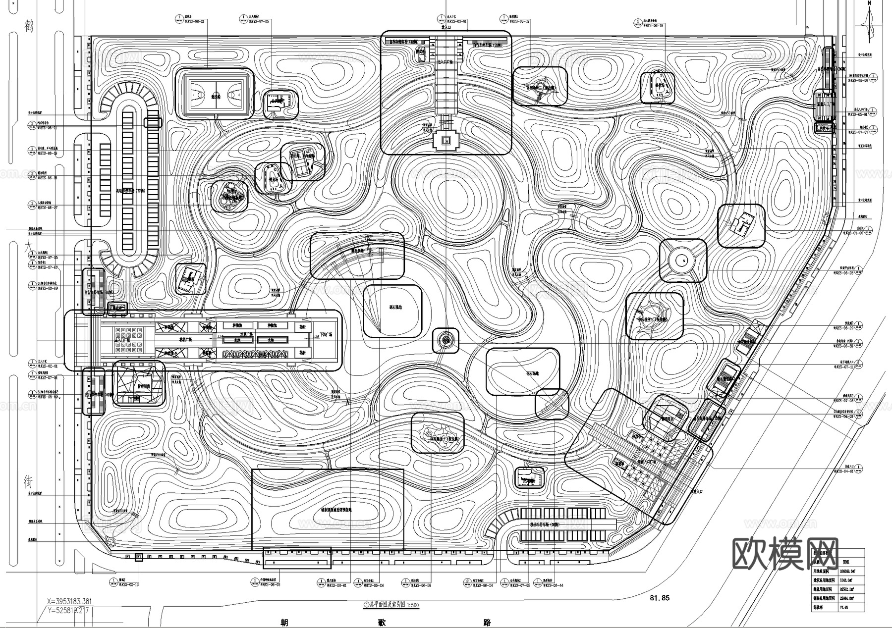 滨水公园 规划景观总平面图cad施工图