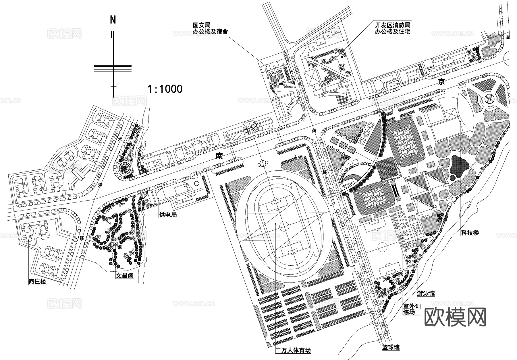 经济技术开发区城市规划总平面图cad施工图