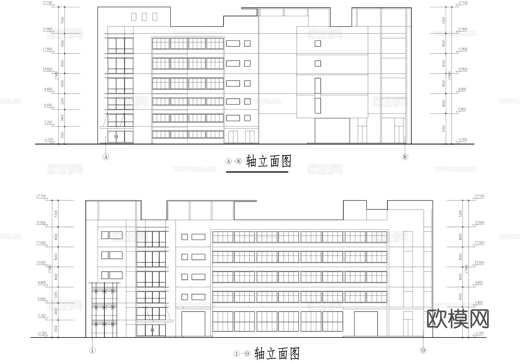 五层工业车间厂房建筑CAD施工图cad施工图