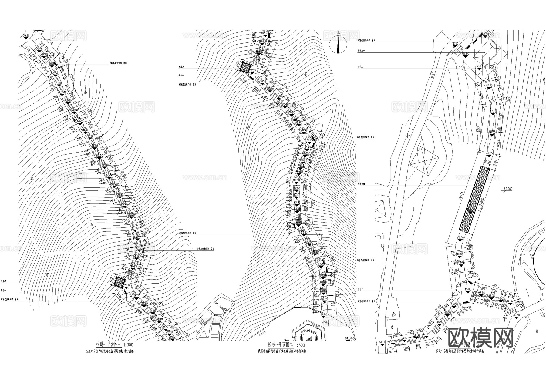 山地山体木栈道cad施工图