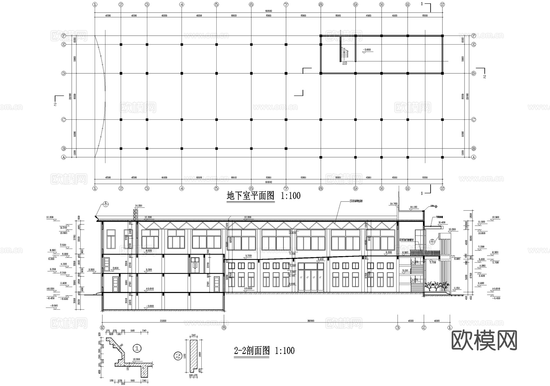 二层职工餐厅建筑 员工餐厅食堂cad施工图