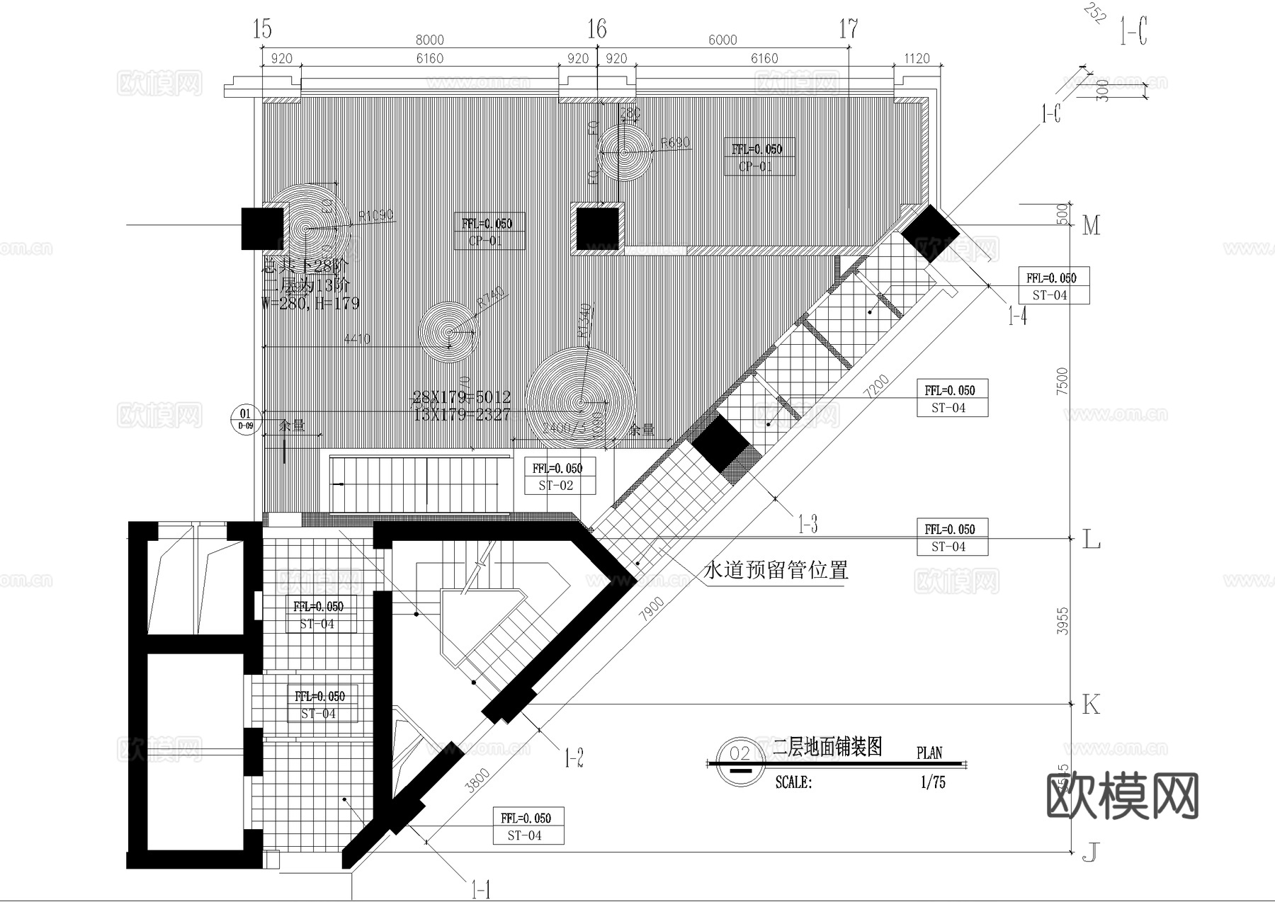 茶馆 二层茶室茶吧会所 平面系统图 茶楼cad施工图