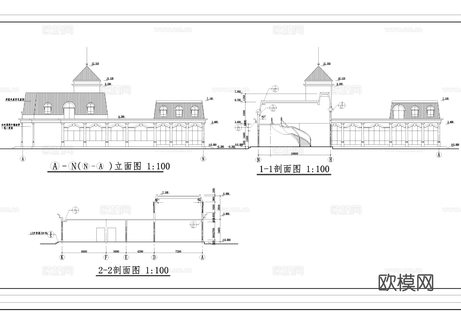 余杭茶馆休闲会所建筑CAD施工图cad施工图