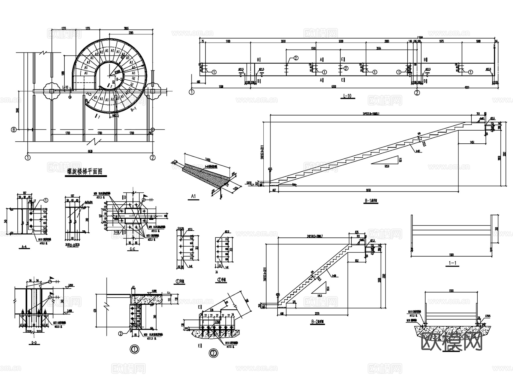 旋转楼梯CAD施工图全套cad施工图