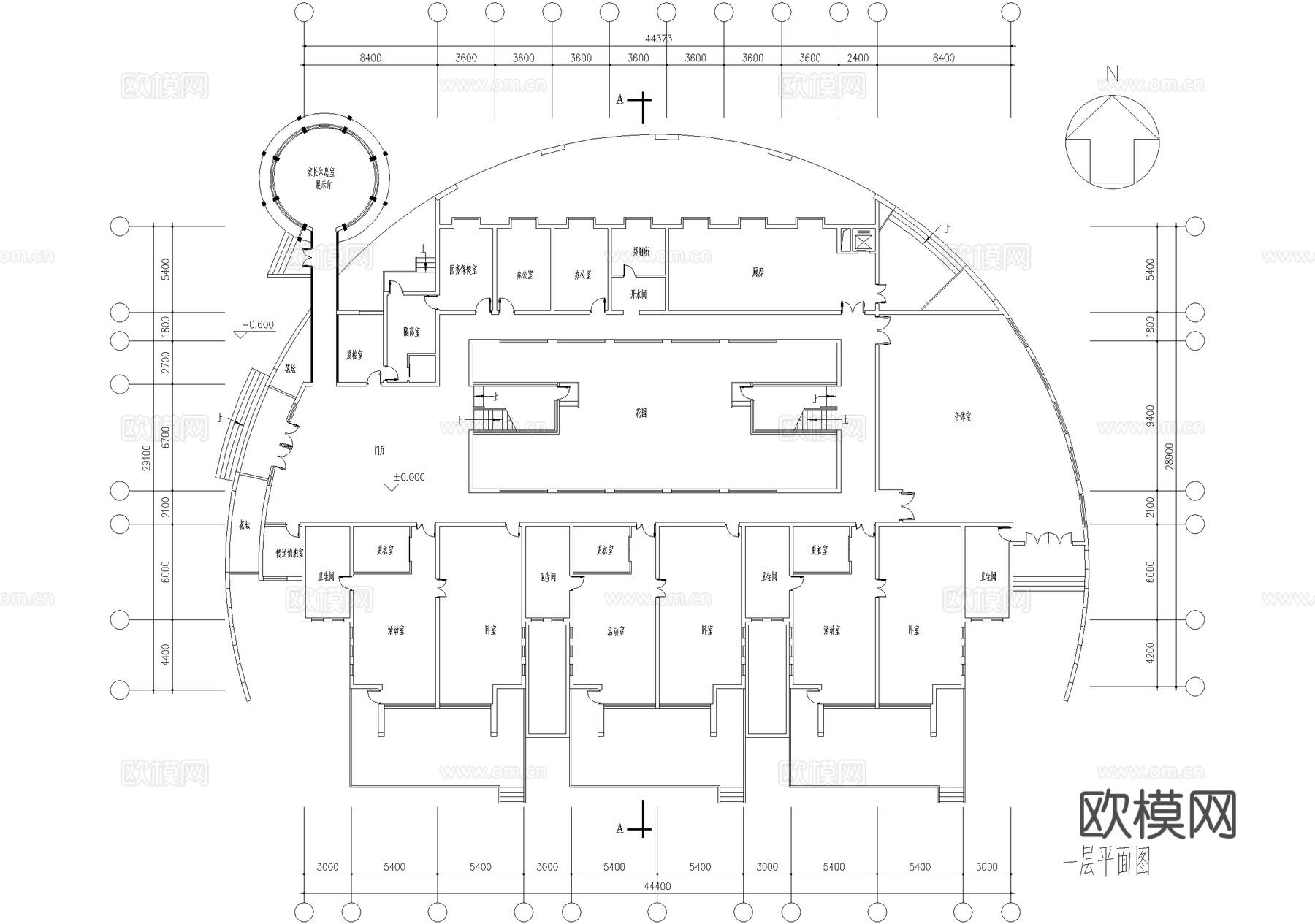三层幼儿园托儿所建筑cad施工图