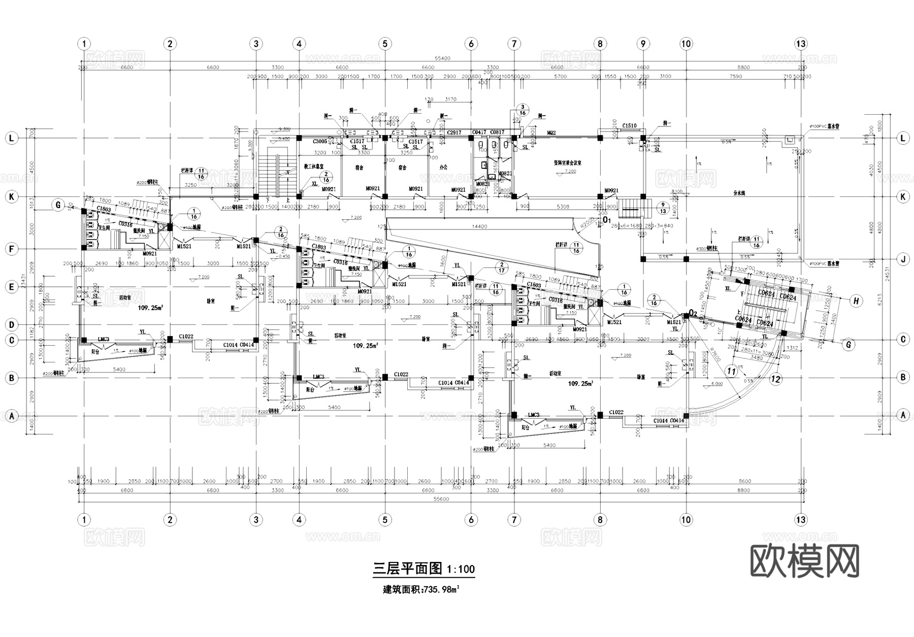 如诗美地幼儿园建筑结构CAD施工图集cad施工图