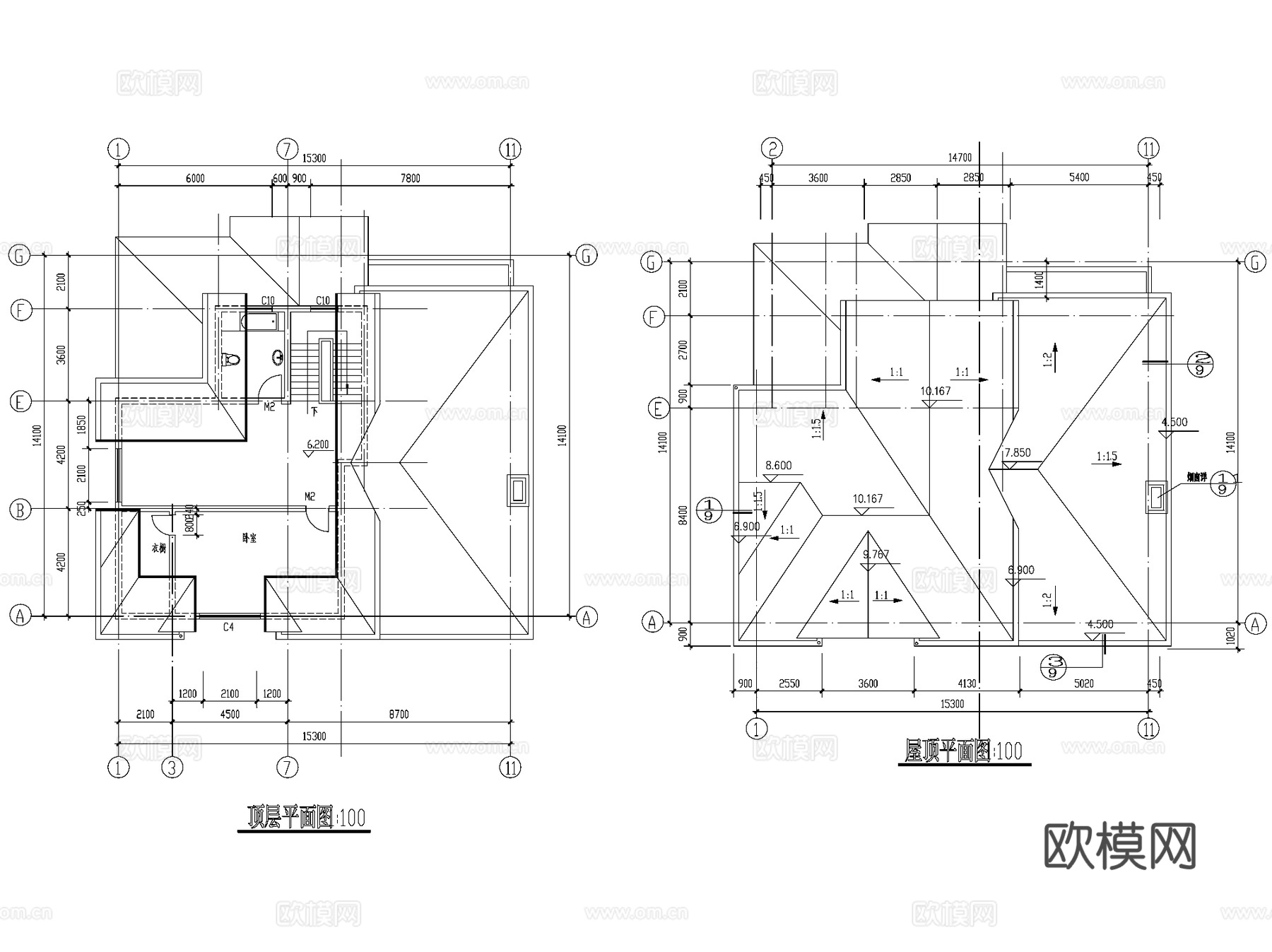 万安秀水山庄欧式别墅建筑CAD施工图cad施工图